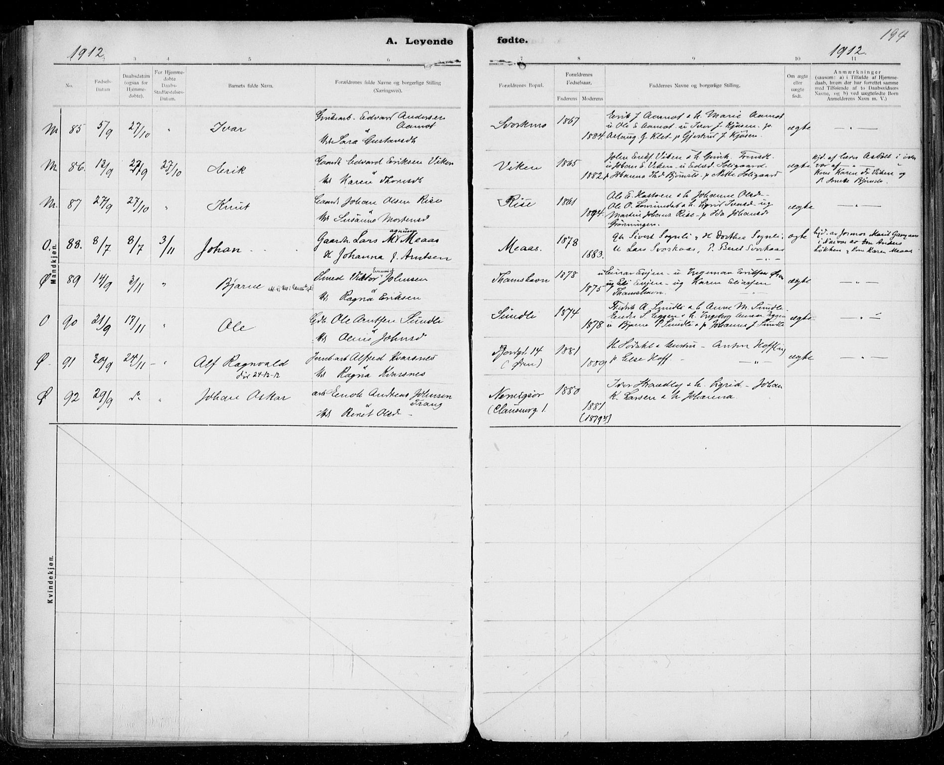 Ministerialprotokoller, klokkerbøker og fødselsregistre - Sør-Trøndelag, AV/SAT-A-1456/668/L0811: Parish register (official) no. 668A11, 1894-1913, p. 194