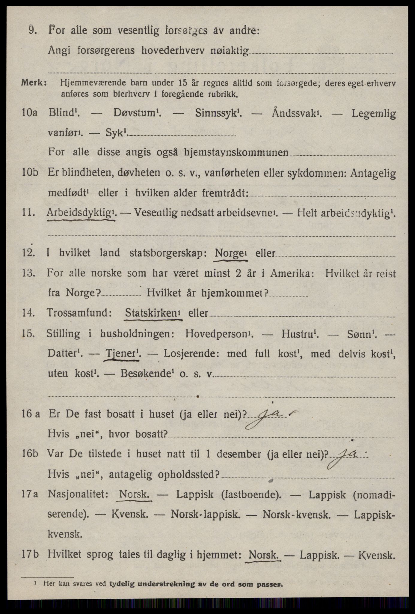 SAT, 1920 census for Melhus, 1920, p. 4952