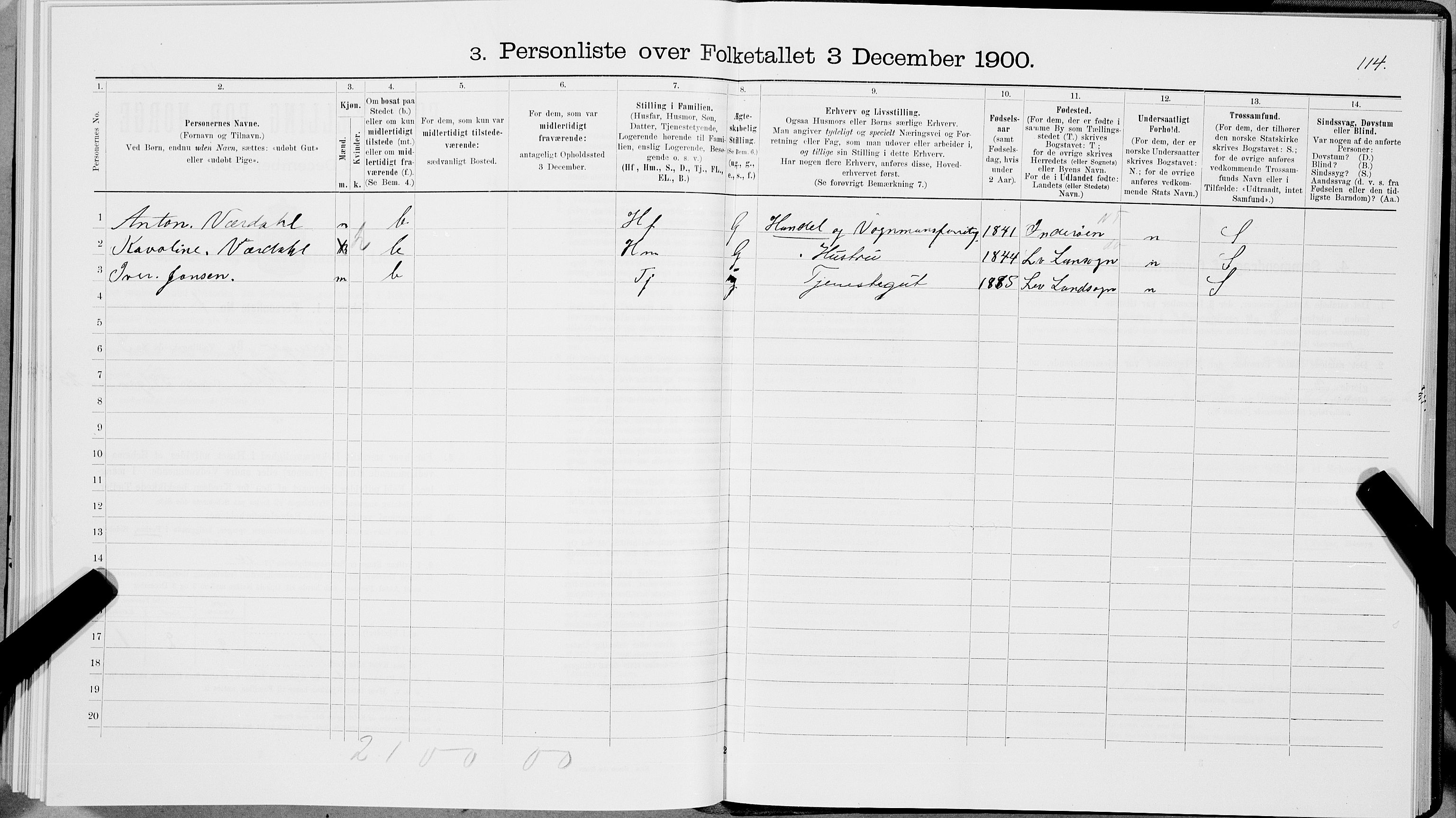 SAT, 1900 census for Levanger, 1900, p. 457