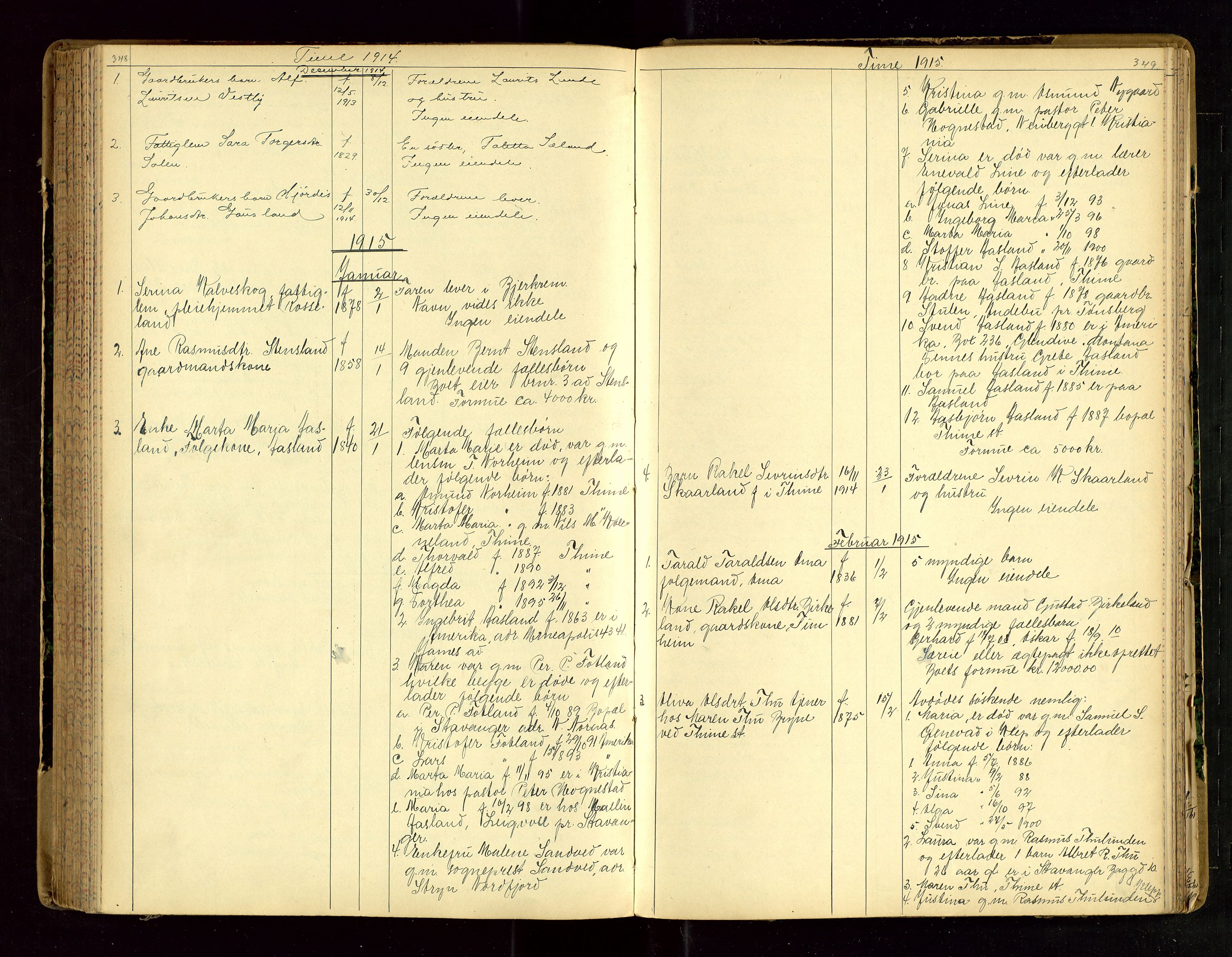 Jæren sorenskriveri, AV/SAST-A-100310/01/5/52/52B/L0003: DØDSFALLPROTOKOLL, 1910-1916, p. 348-349