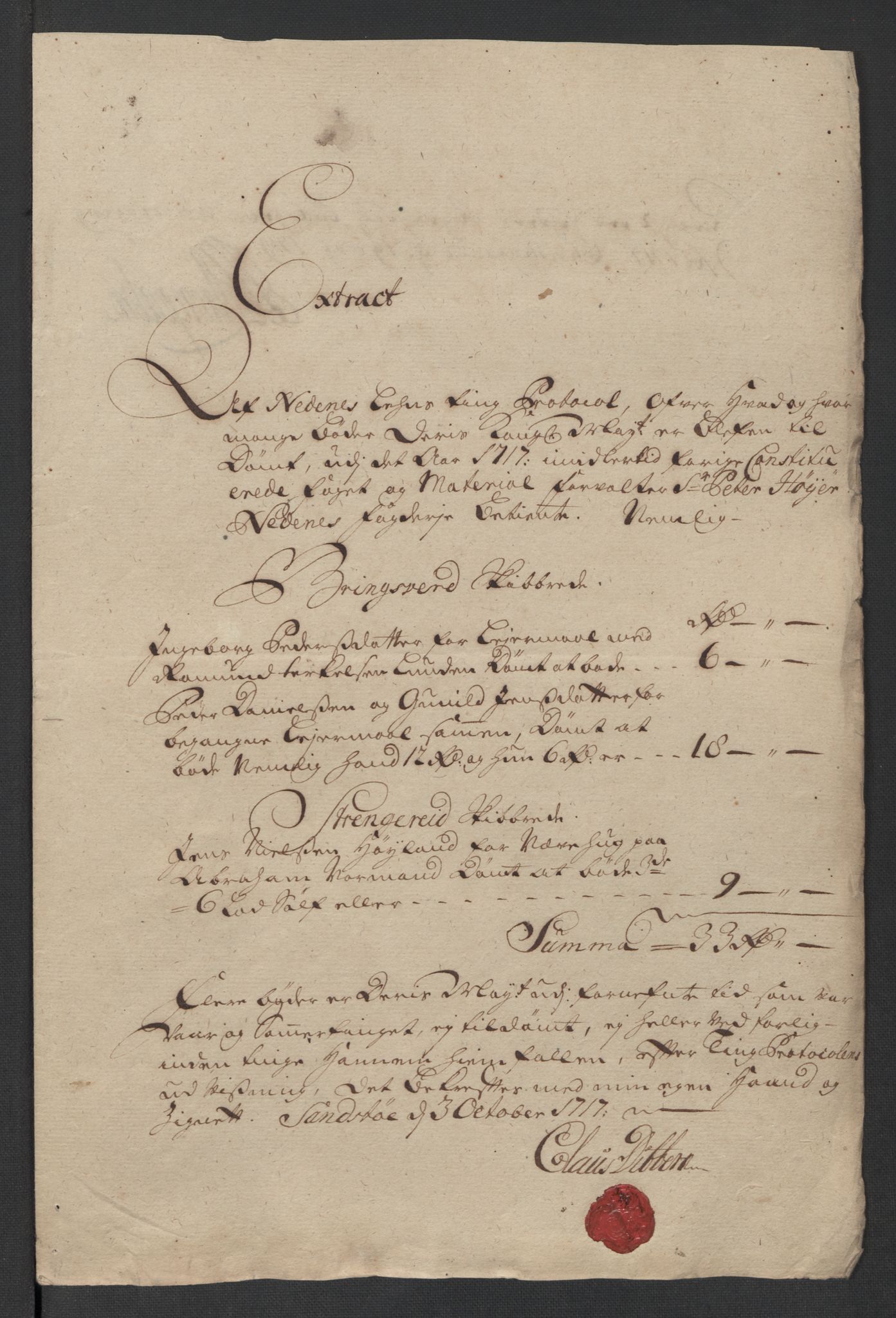 Rentekammeret inntil 1814, Reviderte regnskaper, Fogderegnskap, AV/RA-EA-4092/R39/L2326: Fogderegnskap Nedenes, 1717, p. 213