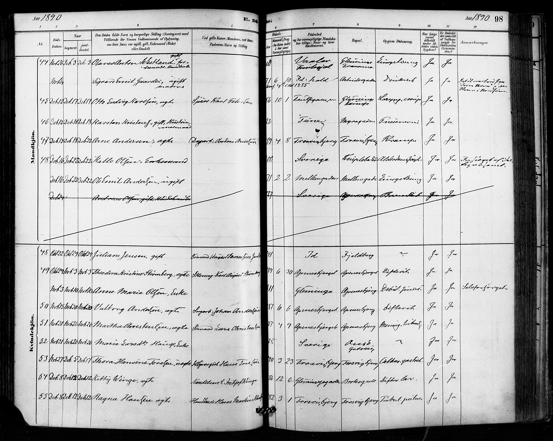 Fredrikstad domkirkes prestekontor Kirkebøker, SAO/A-10906/F/Fa/L0003: Parish register (official) no. 3, 1878-1904, p. 98