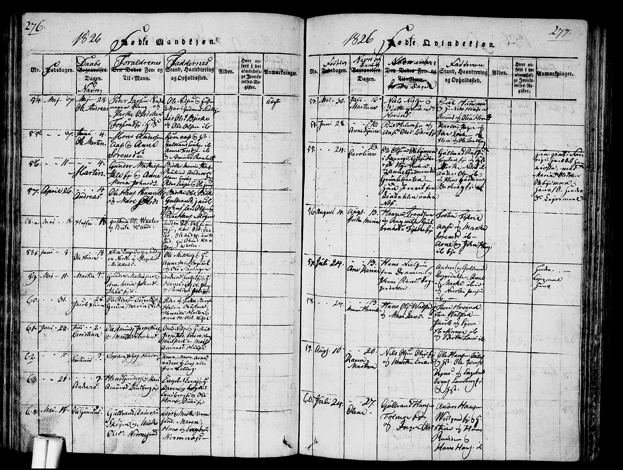 Nes prestekontor Kirkebøker, AV/SAO-A-10410/G/Ga/L0001: Parish register (copy) no. I 1, 1815-1835, p. 276-277