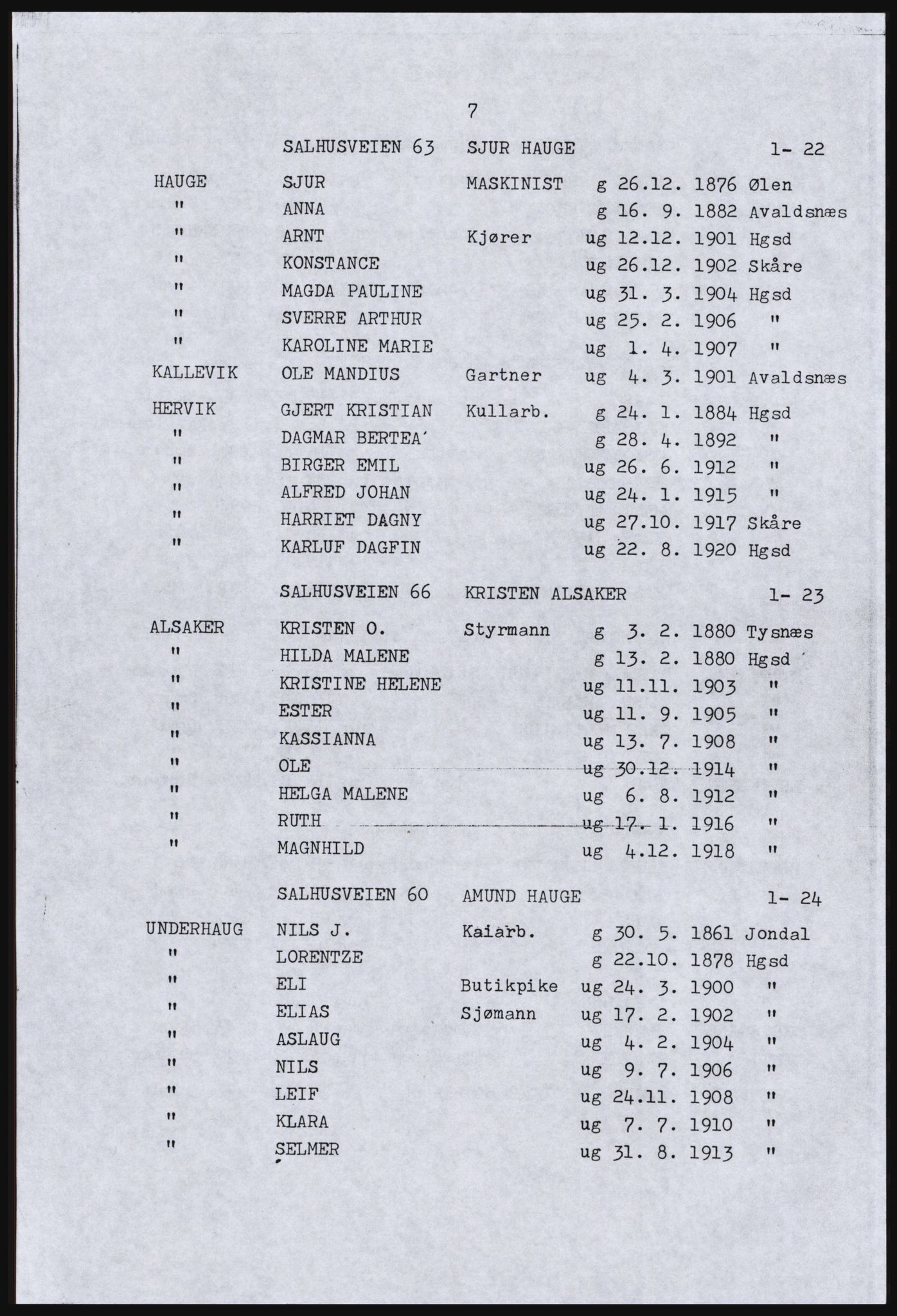 SAST, Copy of 1920 census for Haugesund, 1920, p. 37