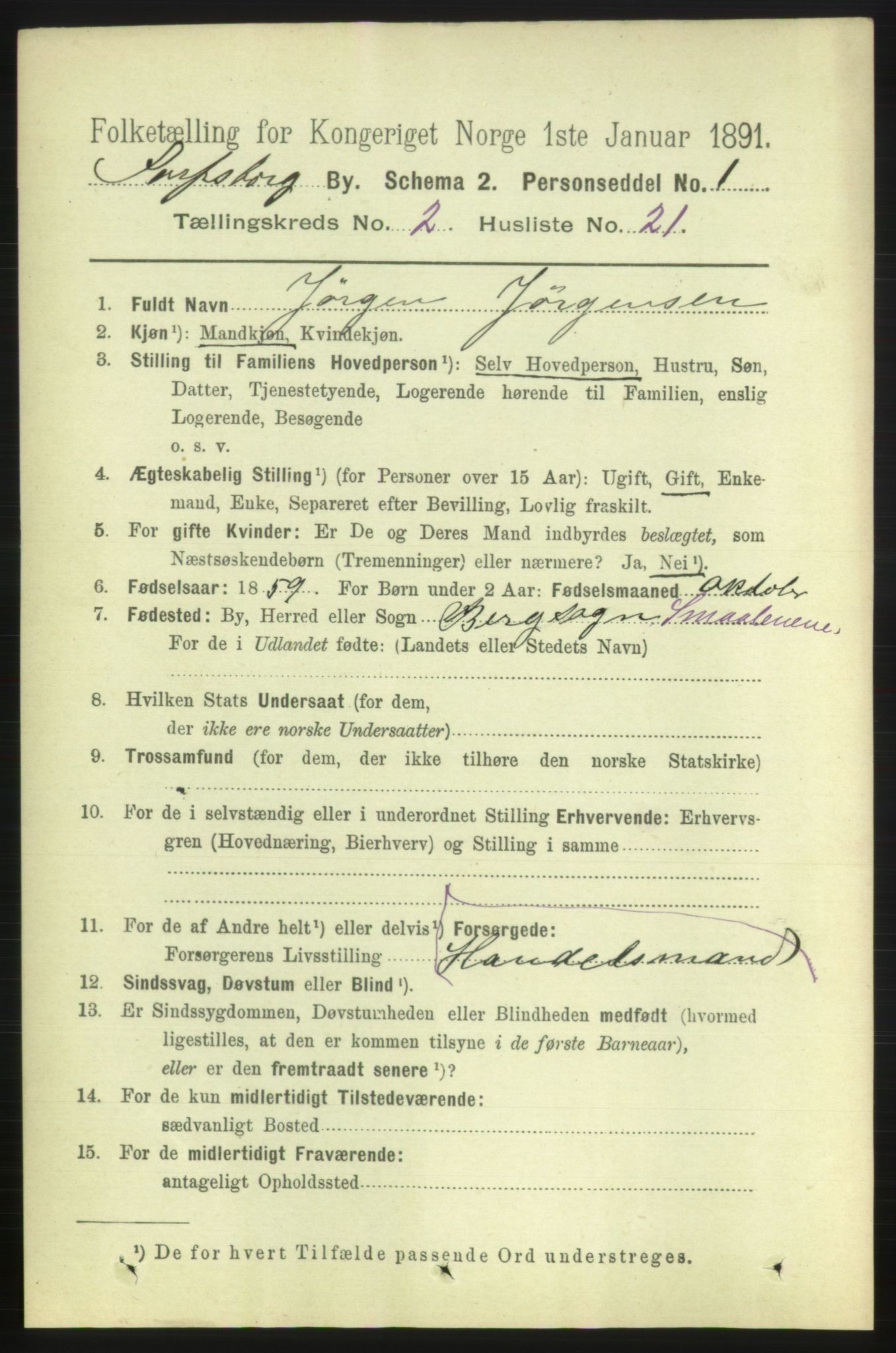 RA, 1891 census for 0102 Sarpsborg, 1891, p. 1460