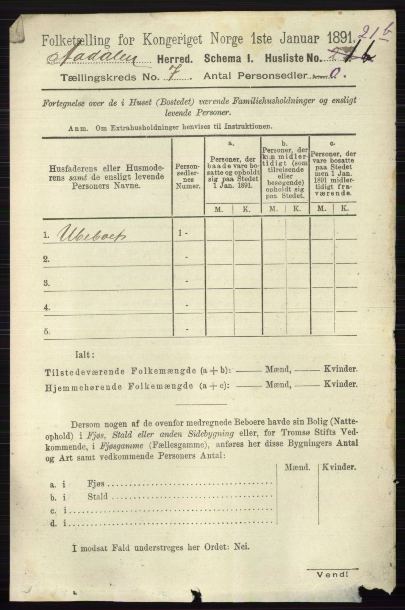 RA, 1891 census for 0614 Ådal, 1891, p. 3033