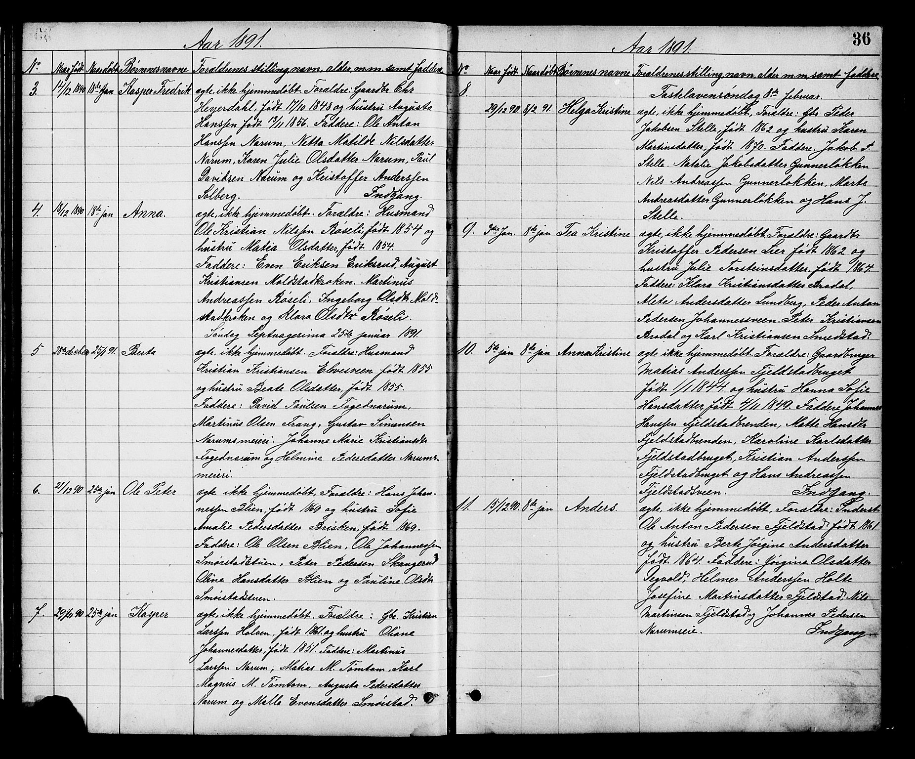 Vestre Toten prestekontor, SAH/PREST-108/H/Ha/Hab/L0008: Parish register (copy) no. 8, 1885-1900, p. 36