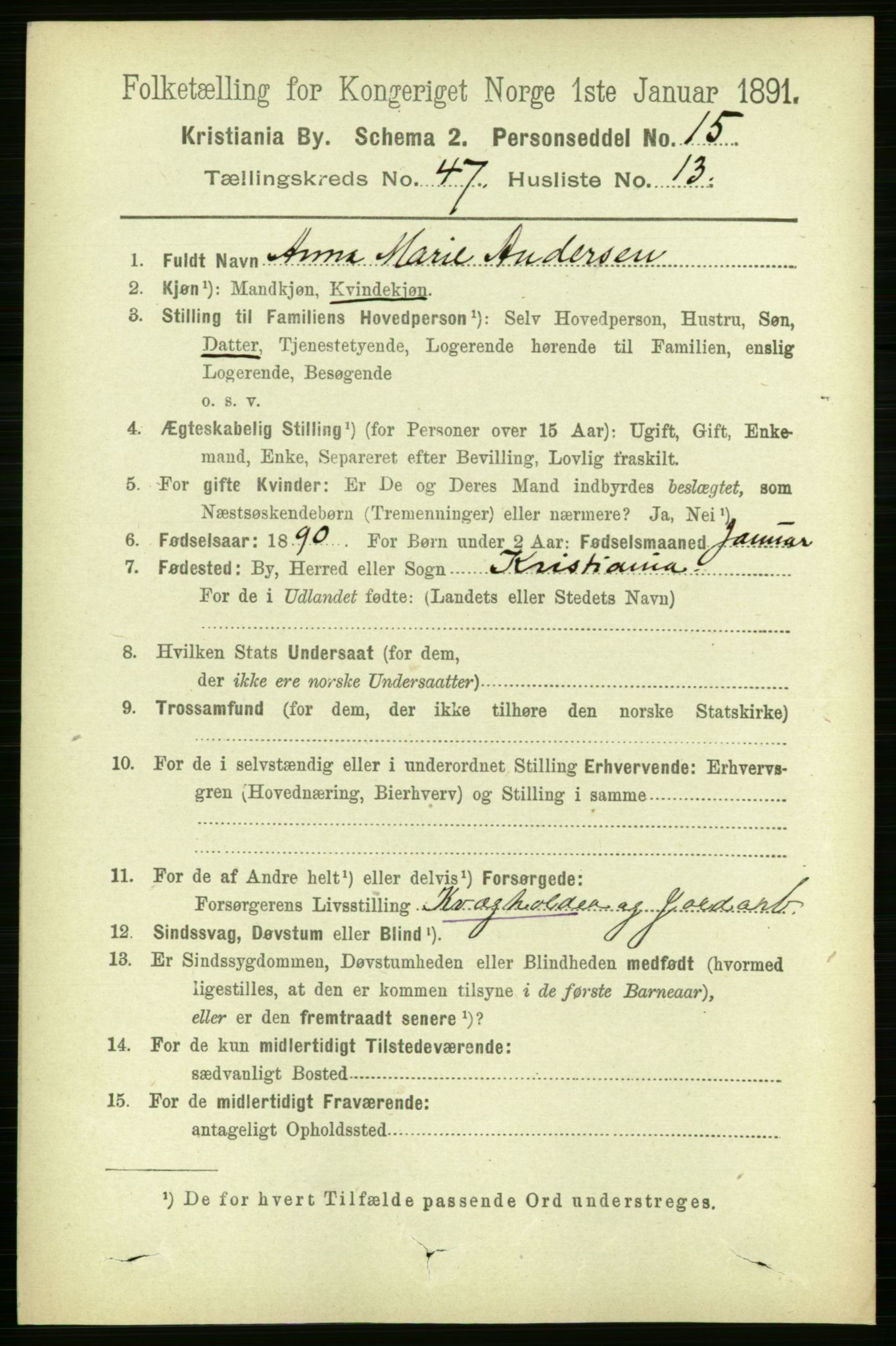 RA, 1891 census for 0301 Kristiania, 1891, p. 28326