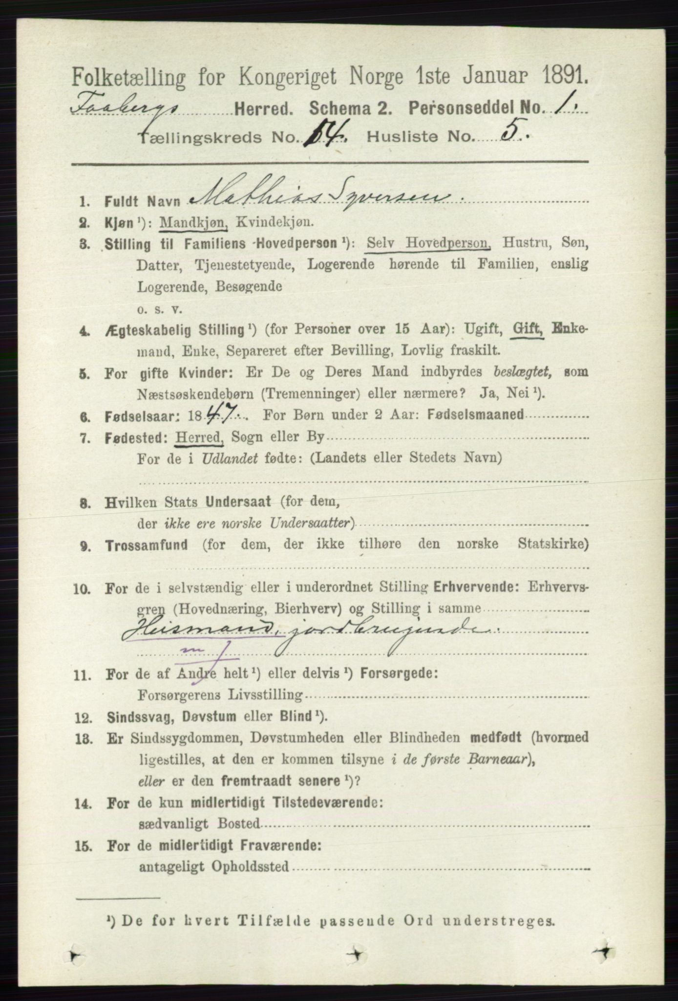 RA, 1891 census for 0524 Fåberg, 1891, p. 5670