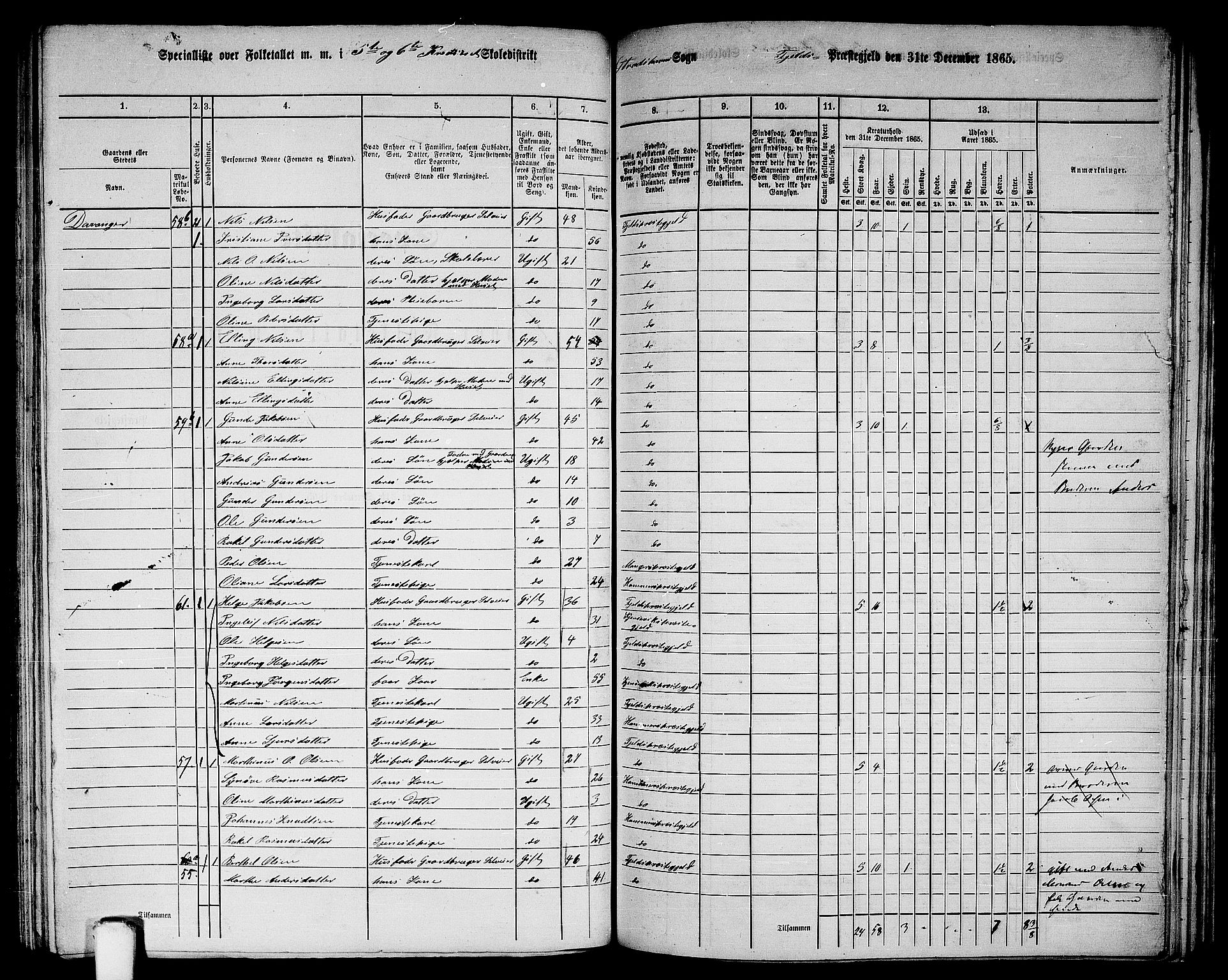 RA, 1865 census for Fjell, 1865, p. 162