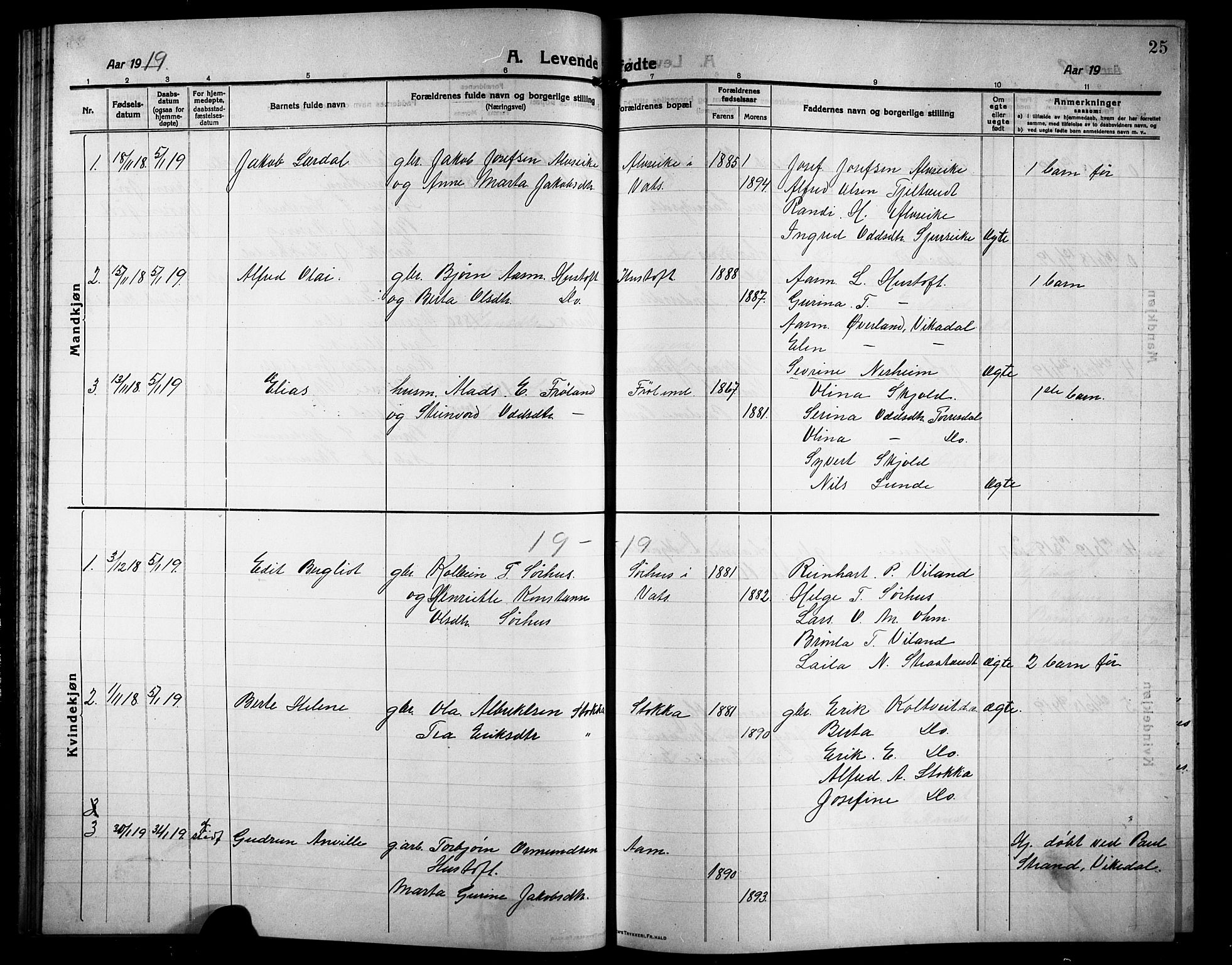 Skjold sokneprestkontor, SAST/A-101847/H/Ha/Hab/L0009: Parish register (copy) no. B 9, 1914-1925, p. 25