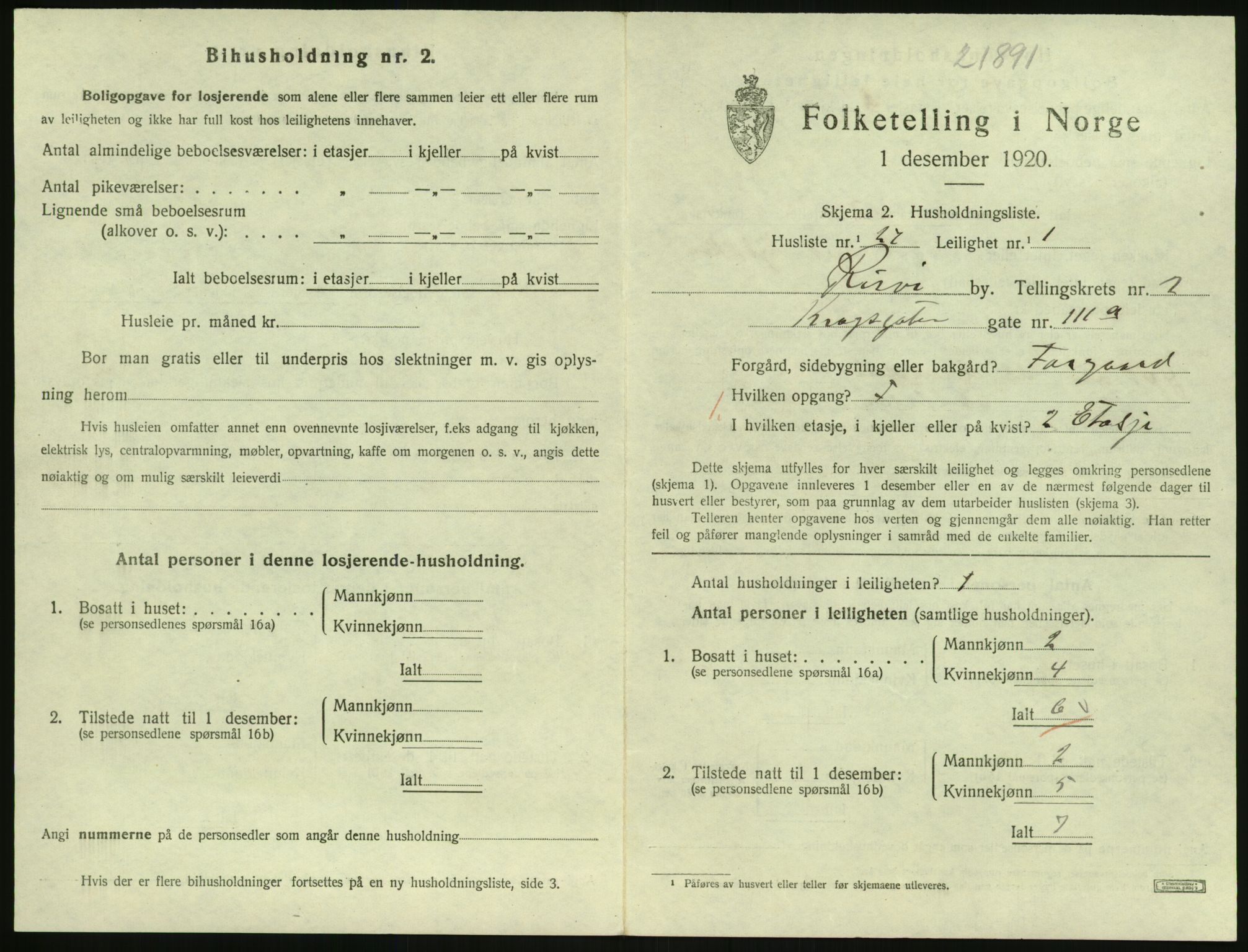 SAK, 1920 census for Risør, 1920, p. 2015