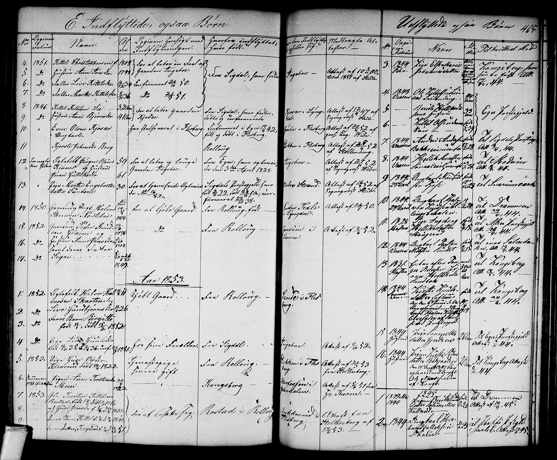 Flesberg kirkebøker, SAKO/A-18/G/Ga/L0002: Parish register (copy) no. I 2, 1834-1860, p. 465