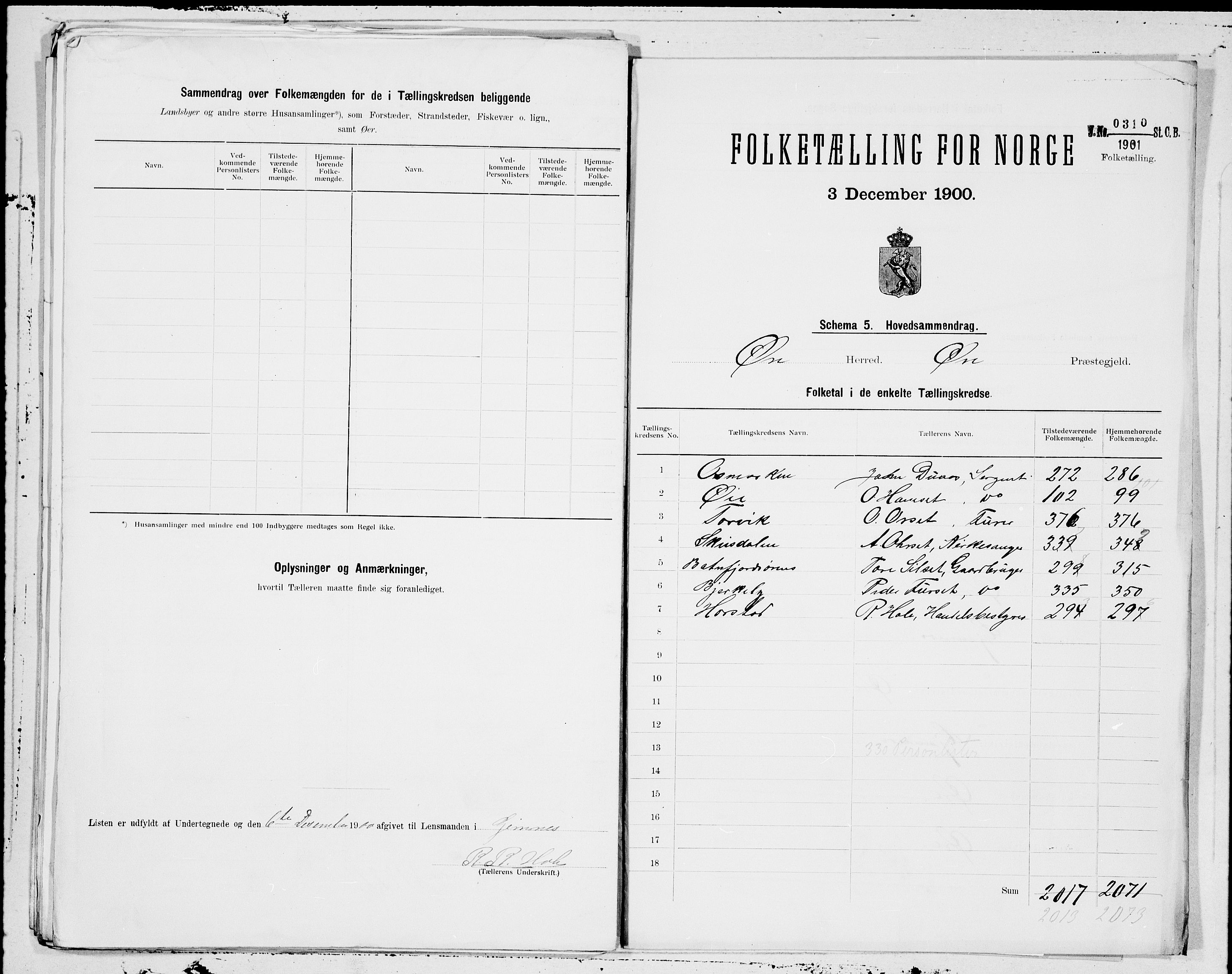 SAT, 1900 census for Øre, 1900, p. 16