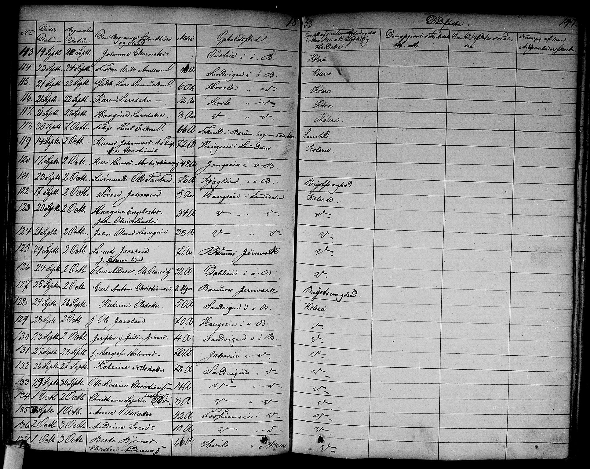 Asker prestekontor Kirkebøker, AV/SAO-A-10256a/F/Fa/L0011: Parish register (official) no. I 11, 1825-1878, p. 147