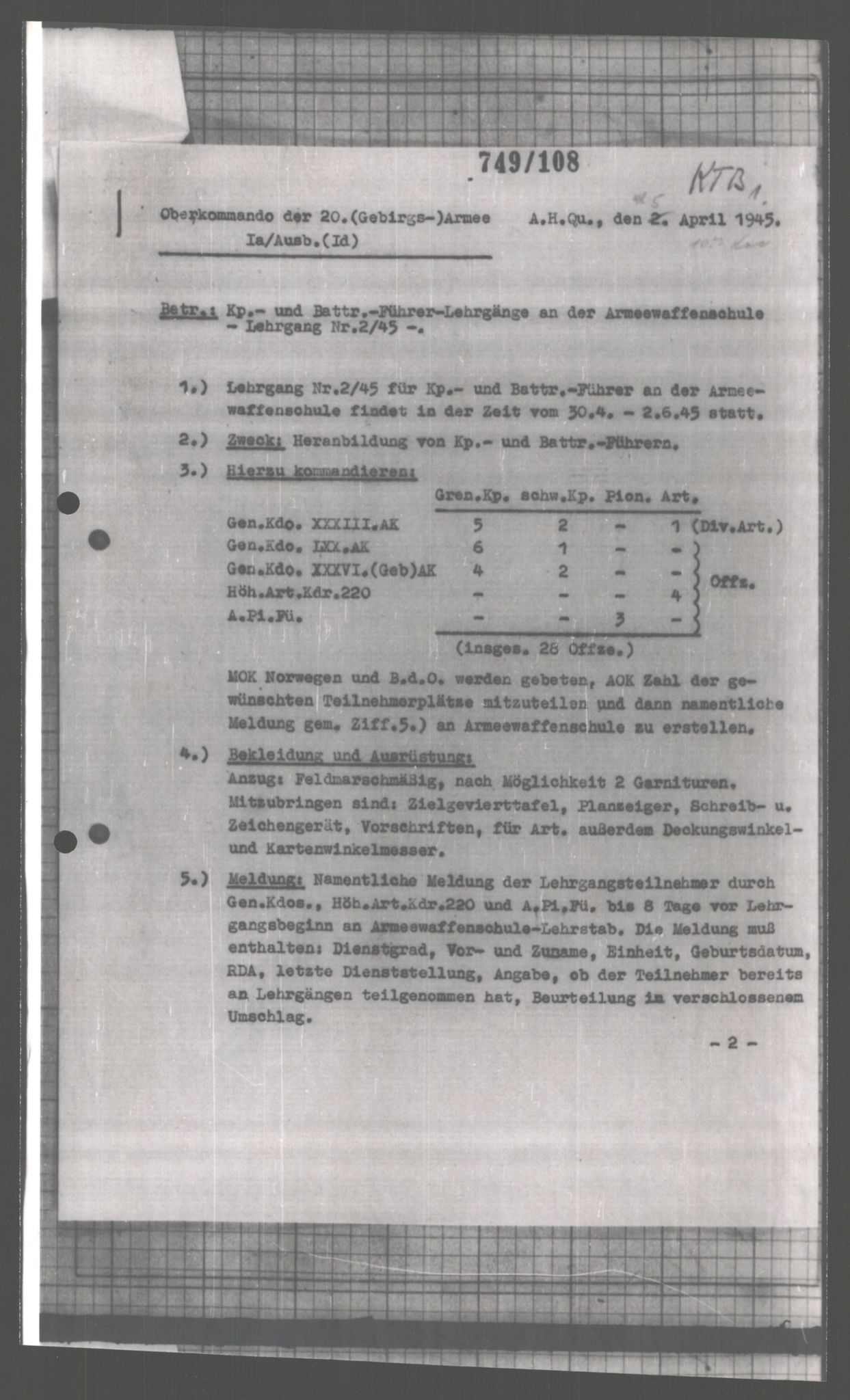 Forsvarets Overkommando. 2 kontor. Arkiv 11.4. Spredte tyske arkivsaker, AV/RA-RAFA-7031/D/Dar/Dara/L0004: Krigsdagbøker for 20. Gebirgs-Armee-Oberkommando (AOK 20), 1945, p. 399