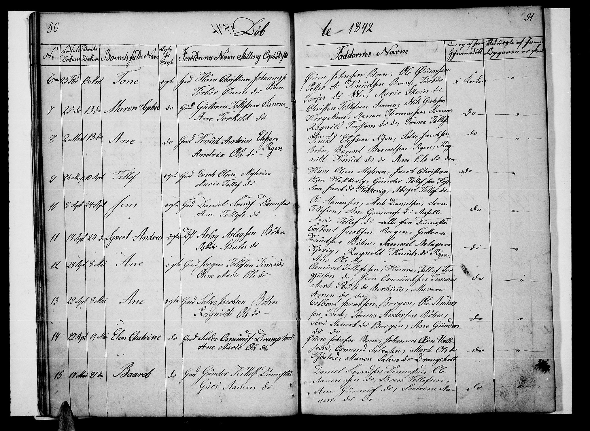 Tveit sokneprestkontor, AV/SAK-1111-0043/F/Fb/L0002: Parish register (copy) no. B 2, 1835-1854, p. 50-51