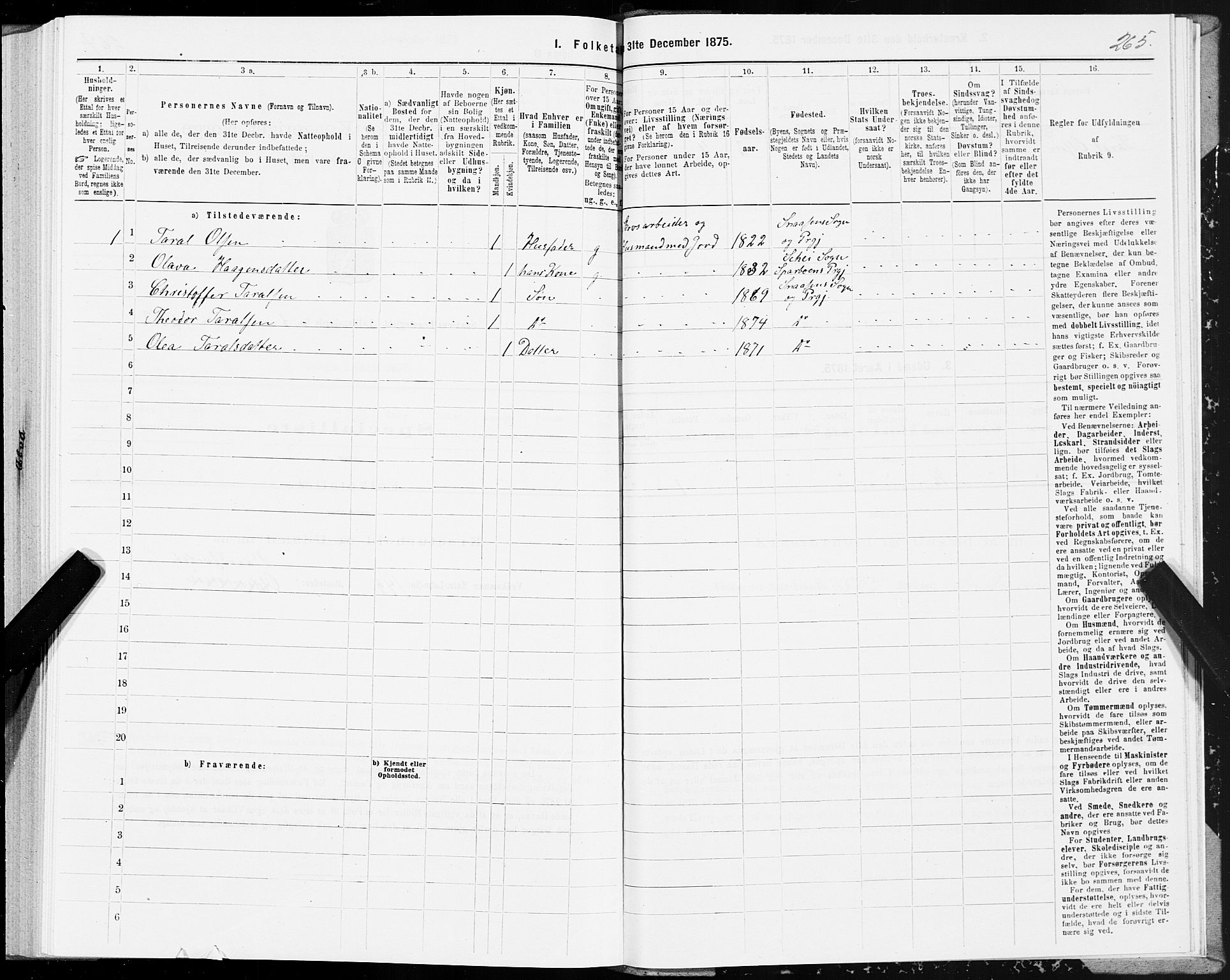 SAT, 1875 census for 1736P Snåsa, 1875, p. 3265