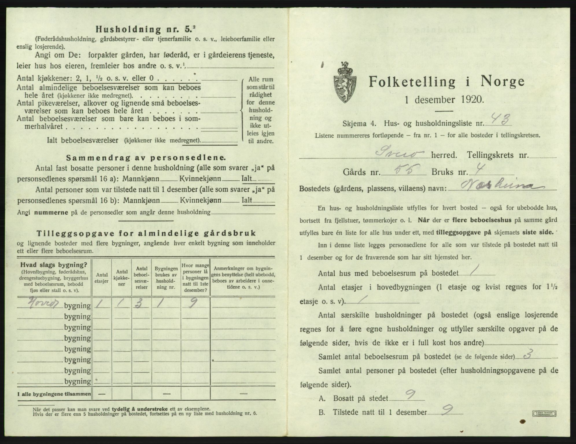 SAB, 1920 census for Sveio, 1920, p. 240