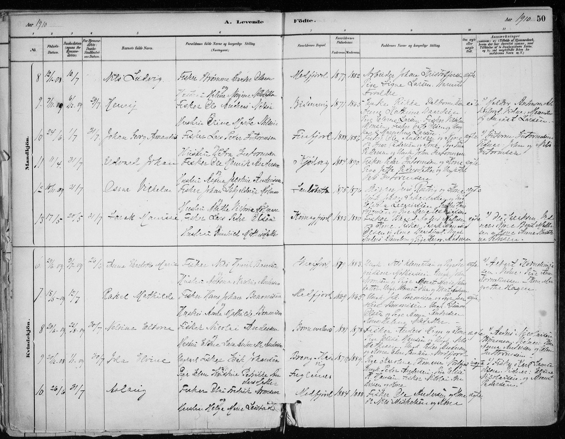 Hammerfest sokneprestkontor, SATØ/S-1347/H/Ha/L0013.kirke: Parish register (official) no. 13, 1898-1917, p. 50