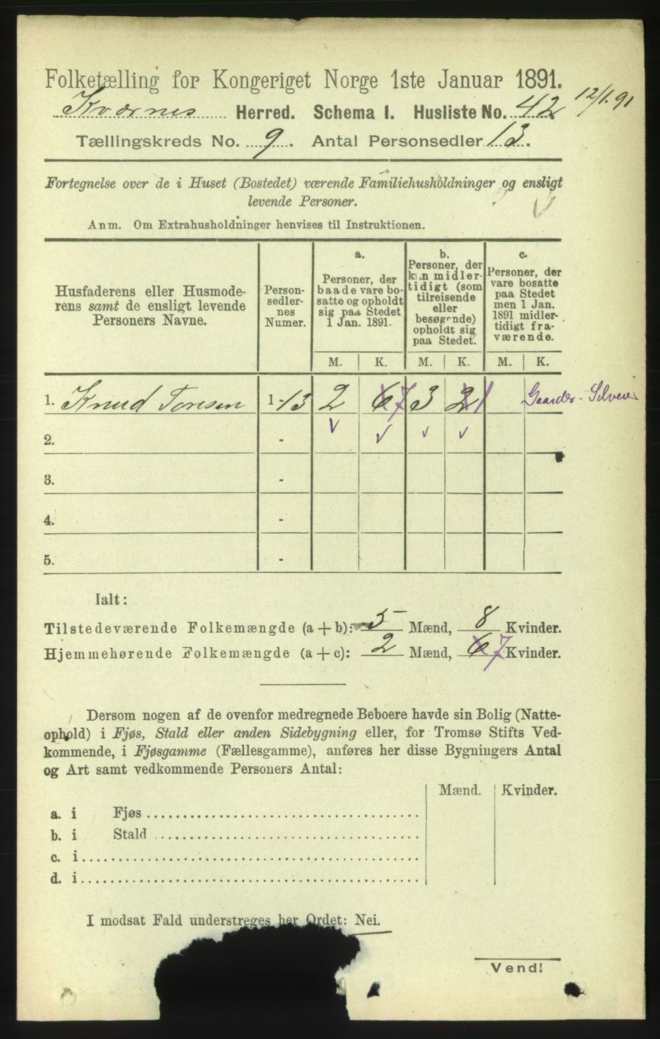 RA, 1891 census for 1553 Kvernes, 1891, p. 3926