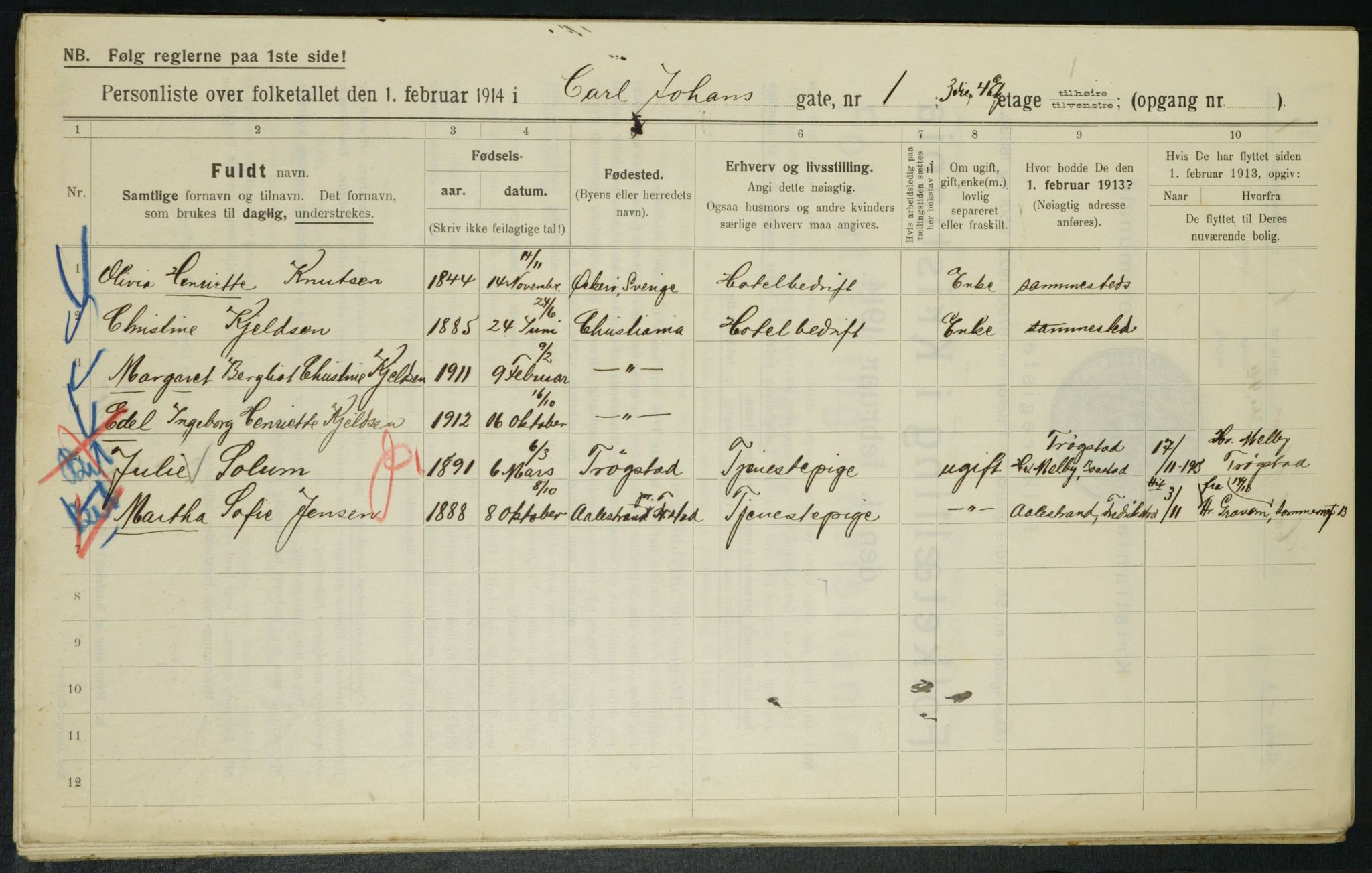 OBA, Municipal Census 1914 for Kristiania, 1914, p. 48651