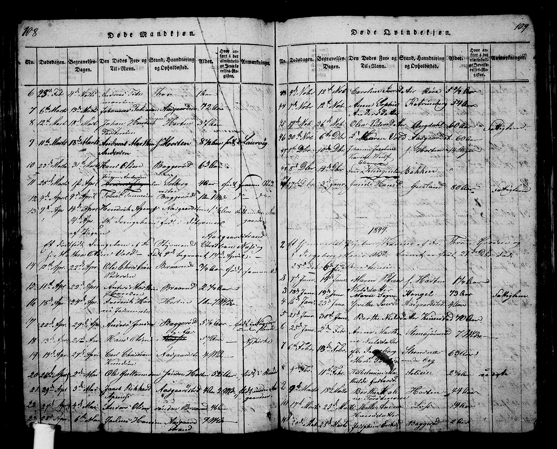 Borre kirkebøker, AV/SAKO-A-338/G/Ga/L0001: Parish register (copy) no. I 1, 1815-1851, p. 108-109