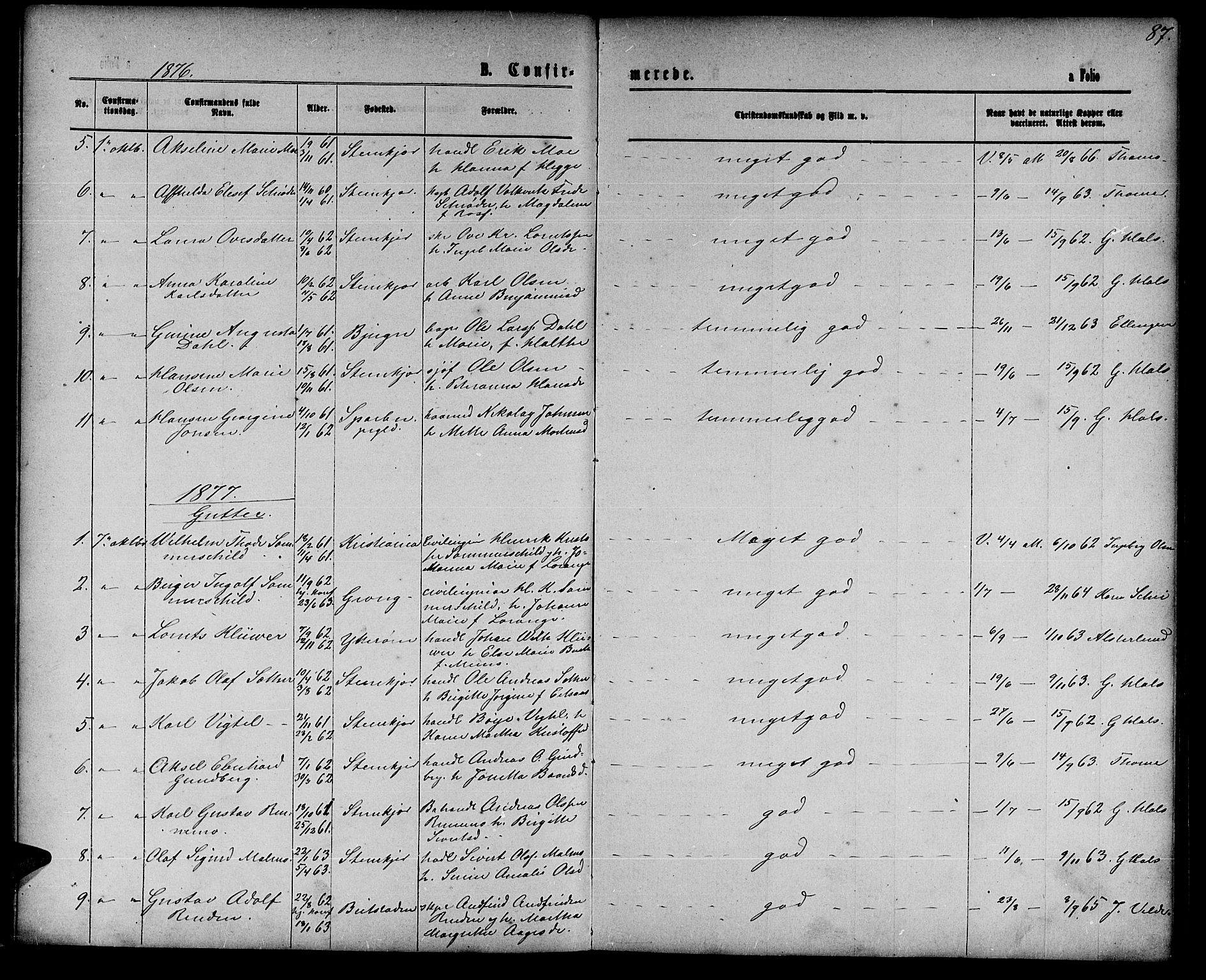 Ministerialprotokoller, klokkerbøker og fødselsregistre - Nord-Trøndelag, SAT/A-1458/739/L0373: Parish register (copy) no. 739C01, 1865-1882, p. 87