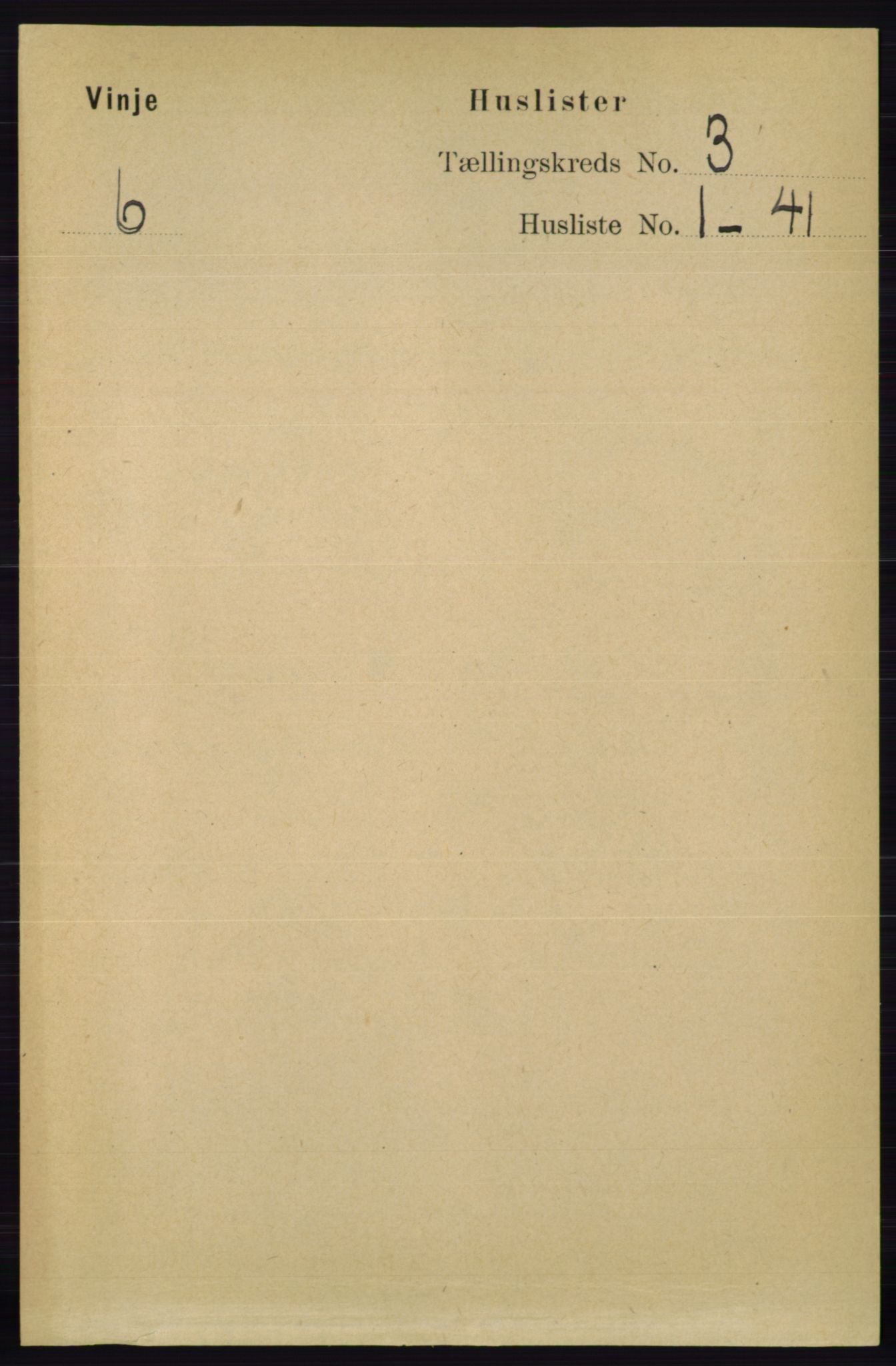 RA, 1891 census for 0834 Vinje, 1891, p. 600