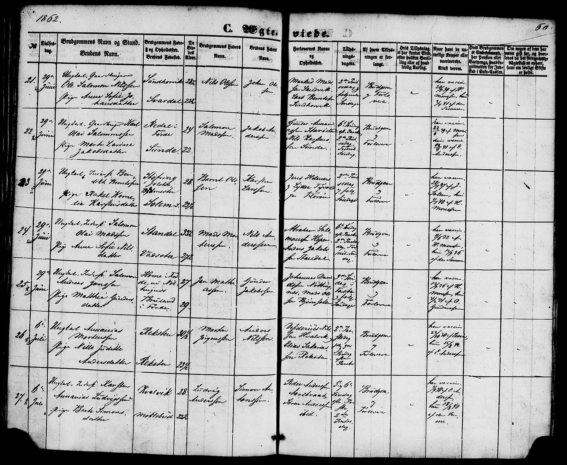 Kinn sokneprestembete, SAB/A-80801/H/Haa/Haaa/L0010: Parish register (official) no. A 10, 1852-1869, p. 60