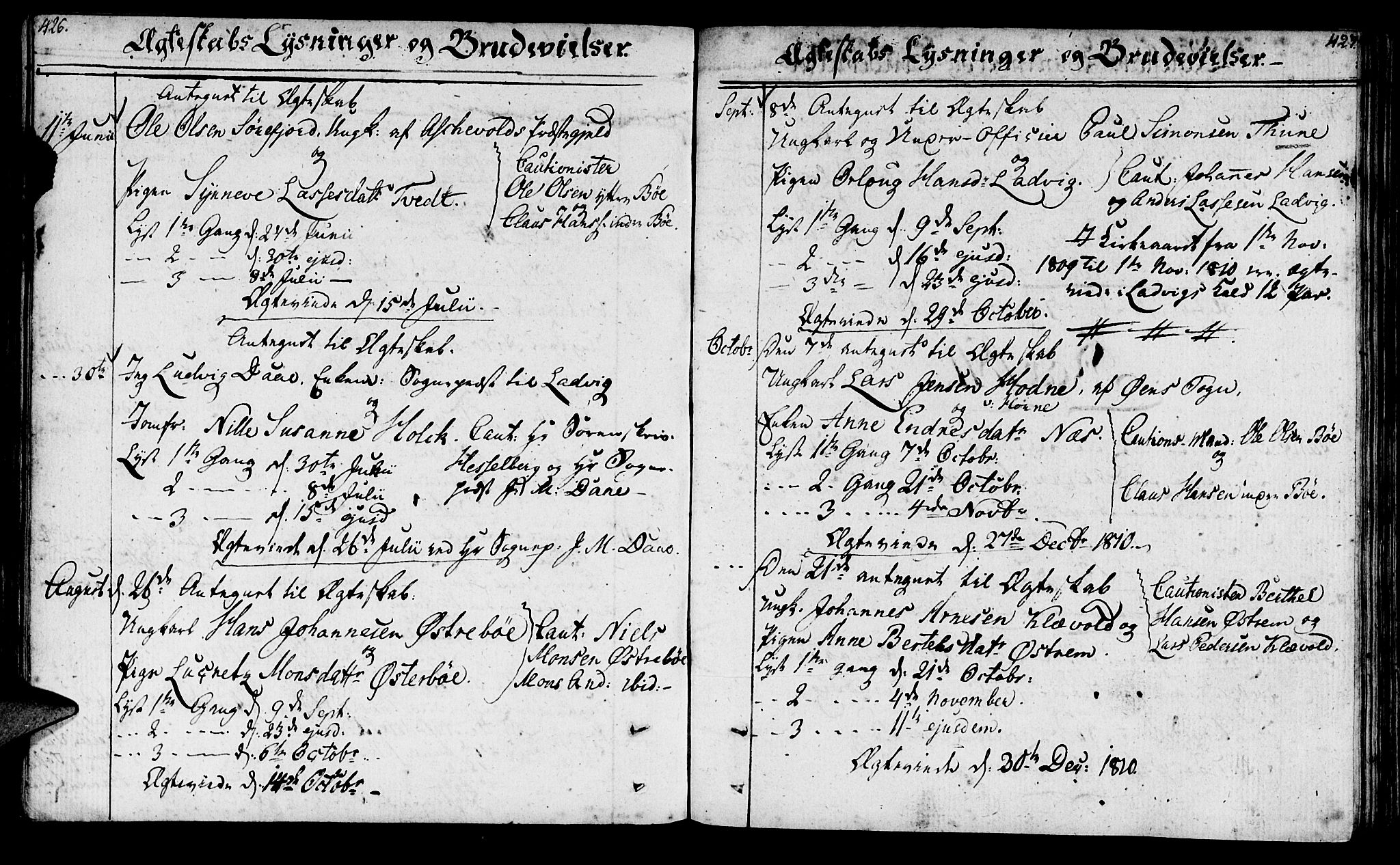 Lavik sokneprestembete, SAB/A-80901: Parish register (official) no. A 1, 1809-1822, p. 426-427
