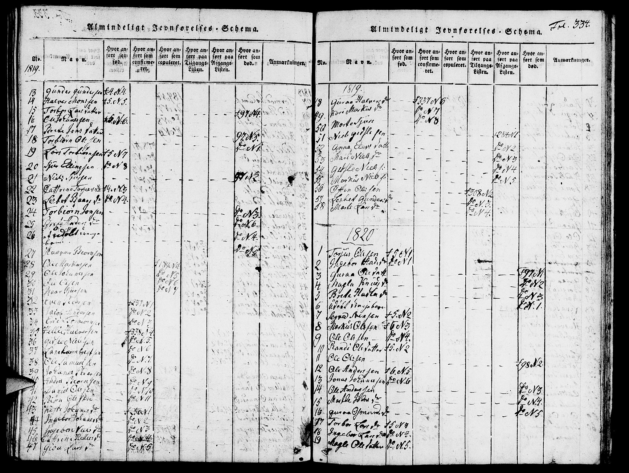 Vikedal sokneprestkontor, SAST/A-101840/01/V: Parish register (copy) no. B 3, 1816-1867, p. 334