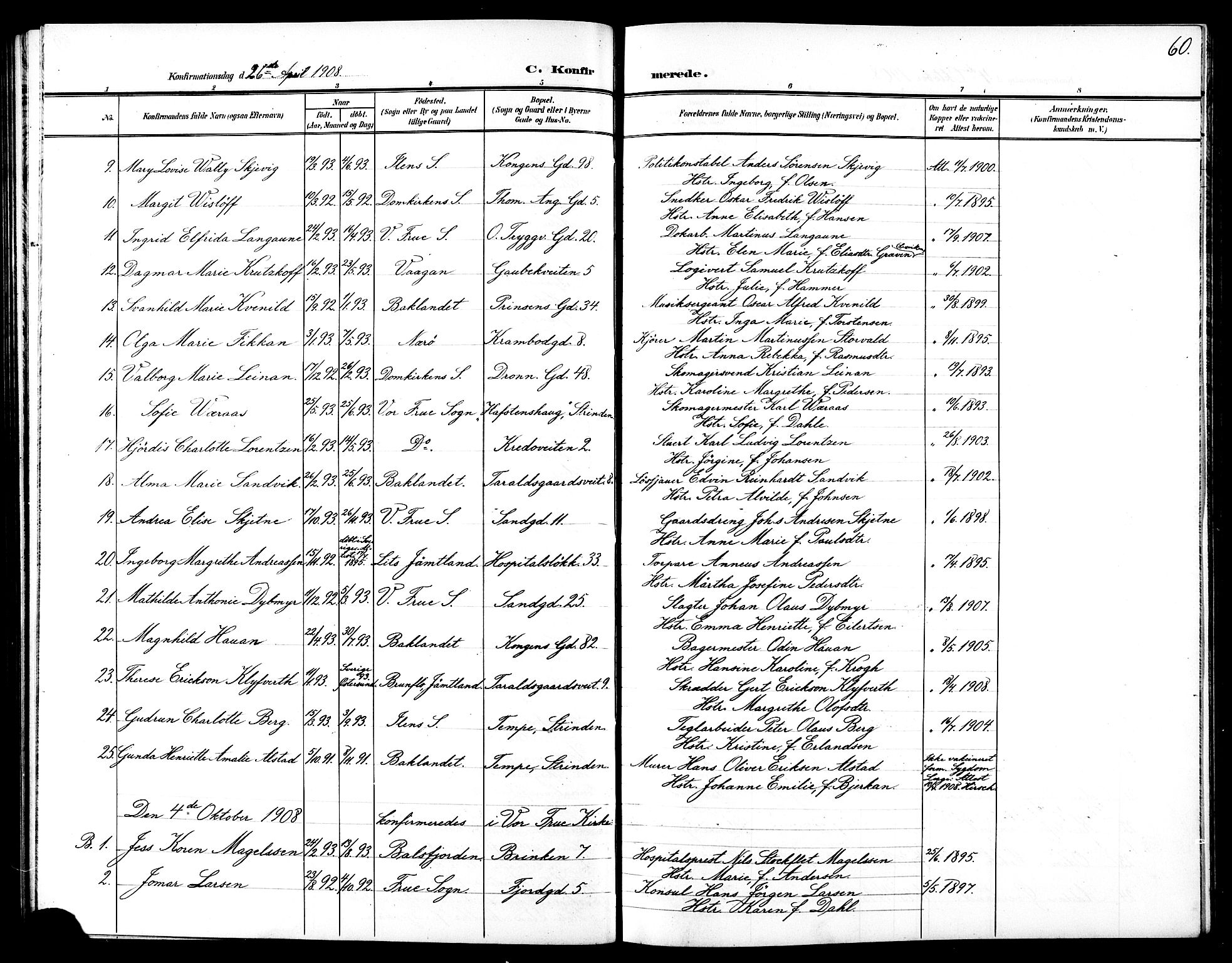 Ministerialprotokoller, klokkerbøker og fødselsregistre - Sør-Trøndelag, SAT/A-1456/602/L0146: Parish register (copy) no. 602C14, 1904-1914, p. 60