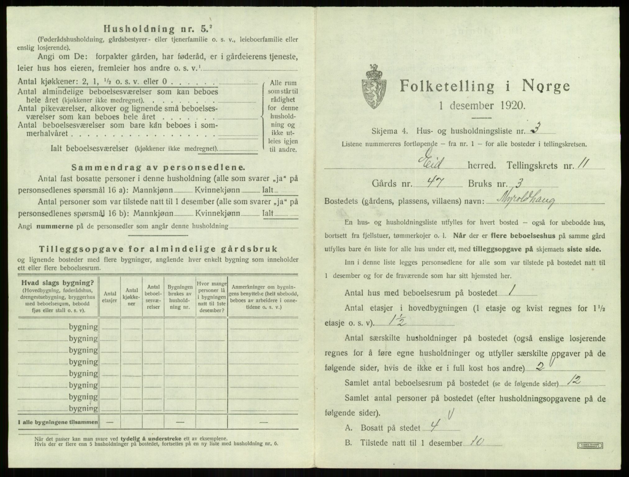 SAB, 1920 census for Eid, 1920, p. 841