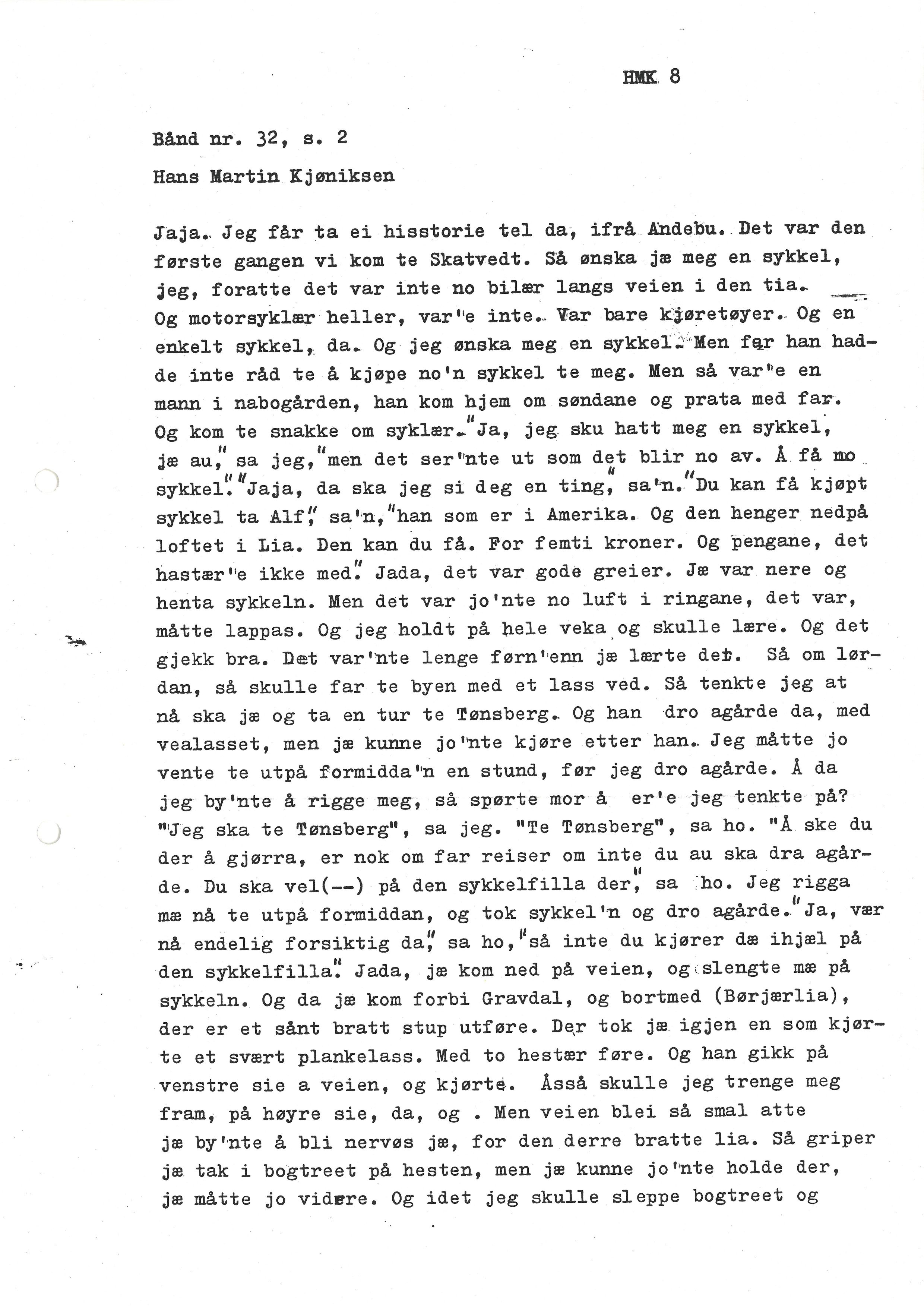 Sa 16 - Folkemusikk fra Vestfold, Gjerdesamlingen, VEMU/A-1868/I/L0001: Informantregister med intervjunedtegnelser, 1979-1986