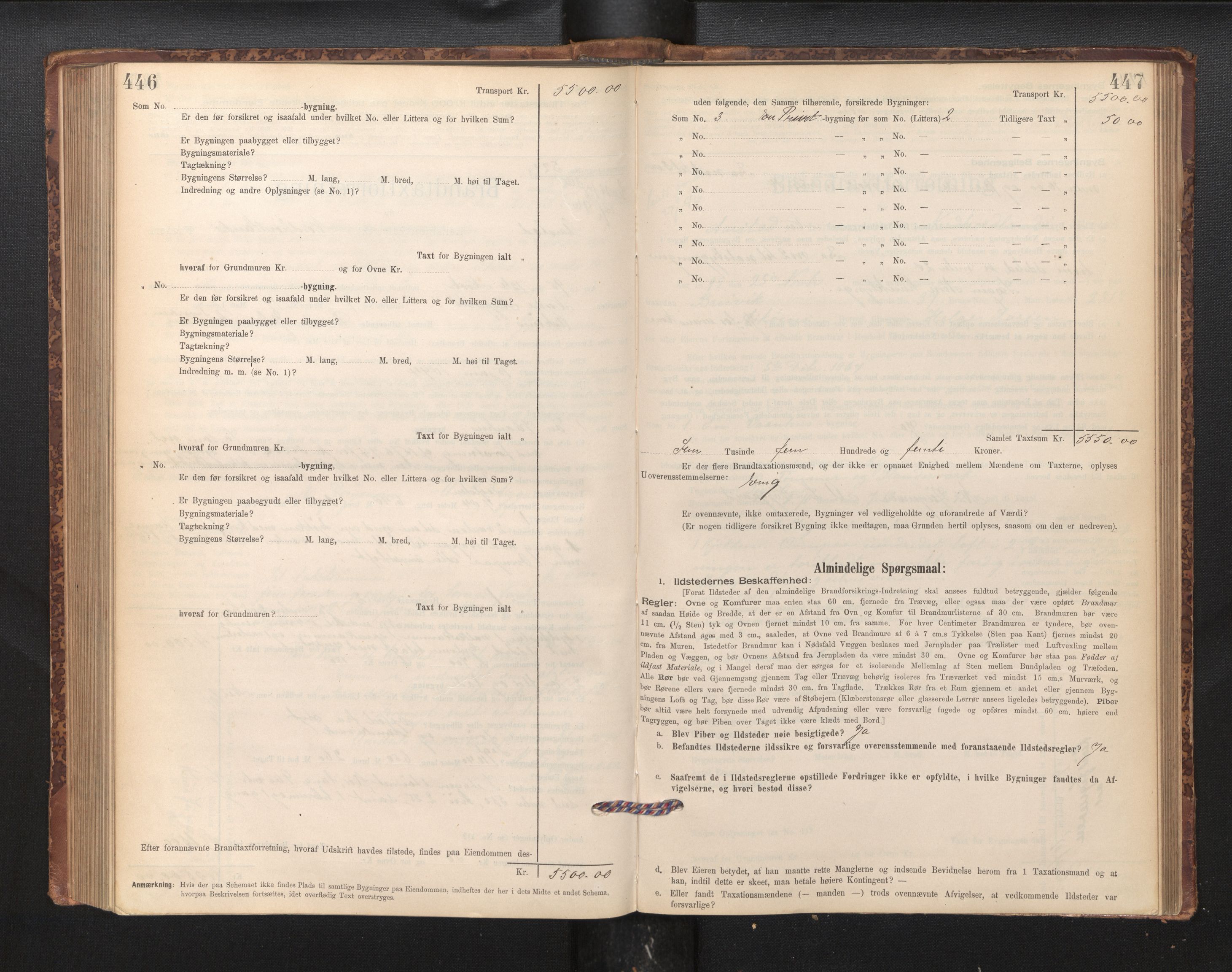 Lensmannen i Årstad, AV/SAB-A-36201/0012/L0011: Branntakstprotokoll,skjematakst, 1895-1901, p. 446-447