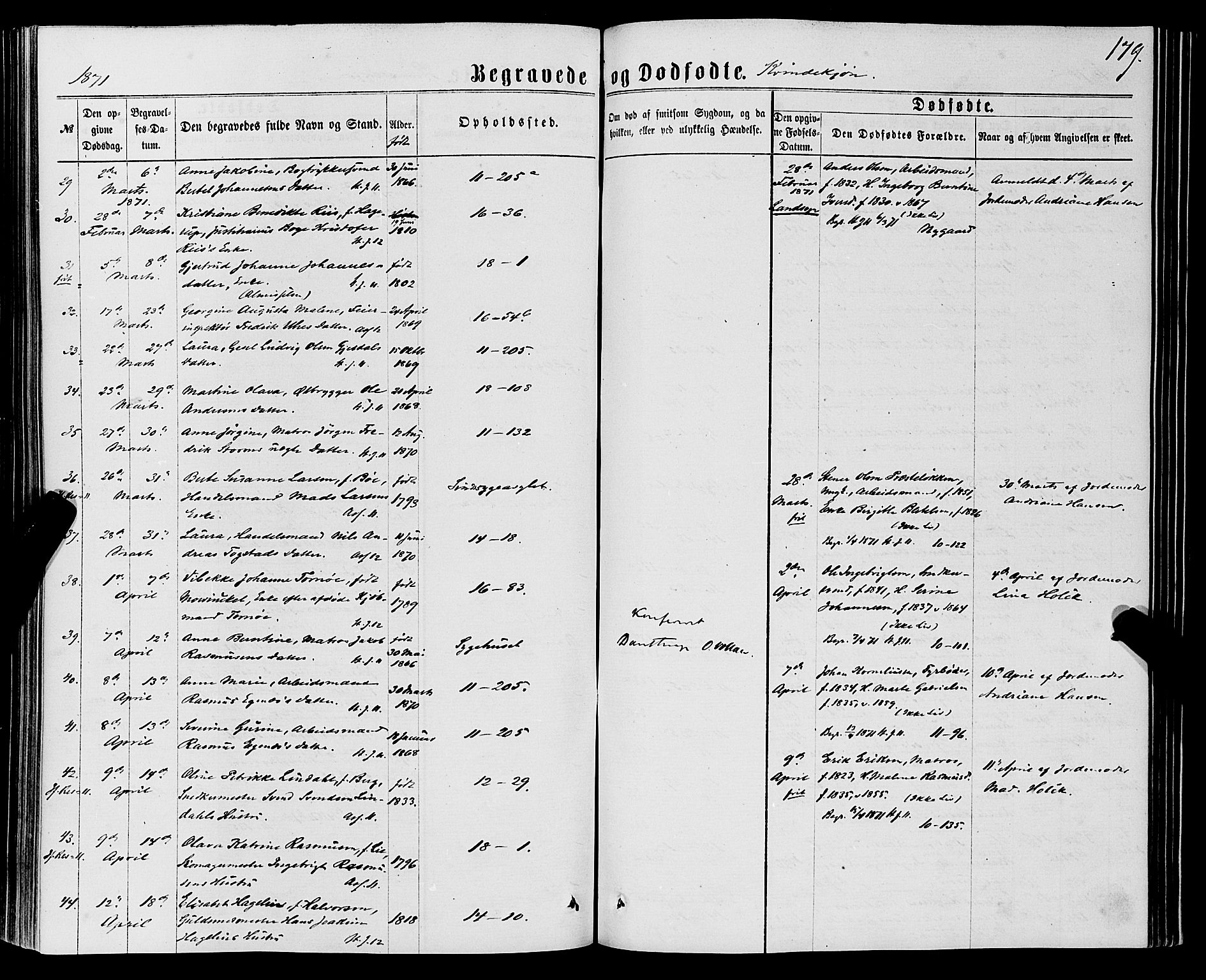 Domkirken sokneprestembete, SAB/A-74801/H/Haa/L0042: Parish register (official) no. E 3, 1863-1876, p. 179