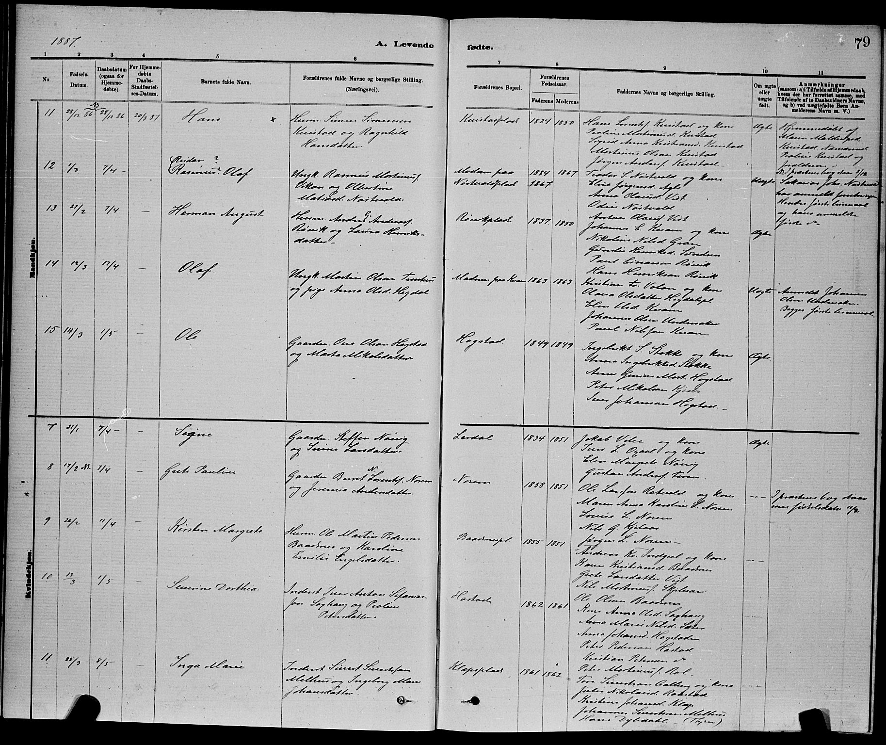 Ministerialprotokoller, klokkerbøker og fødselsregistre - Nord-Trøndelag, AV/SAT-A-1458/730/L0301: Parish register (copy) no. 730C04, 1880-1897, p. 79