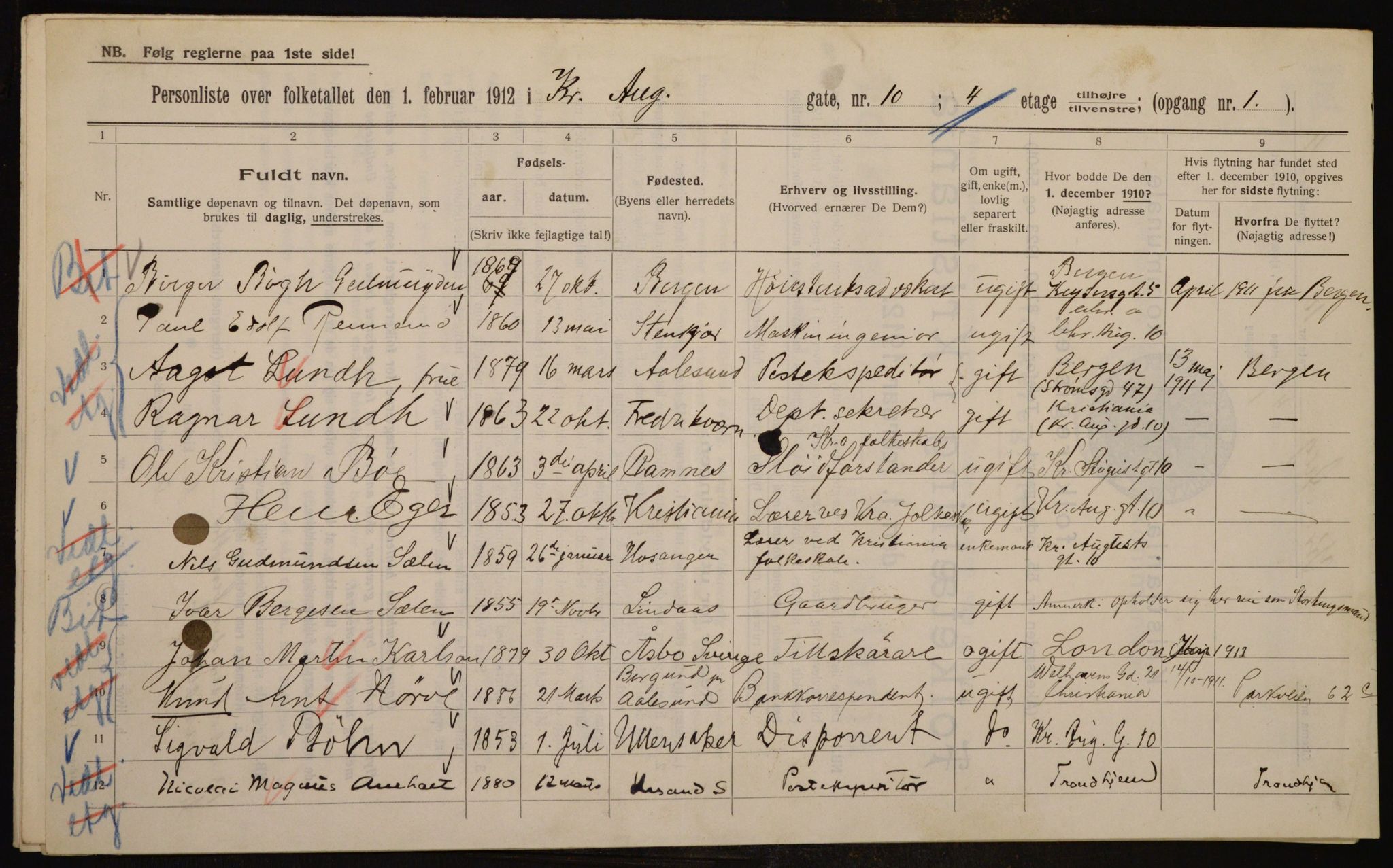 OBA, Municipal Census 1912 for Kristiania, 1912, p. 54268