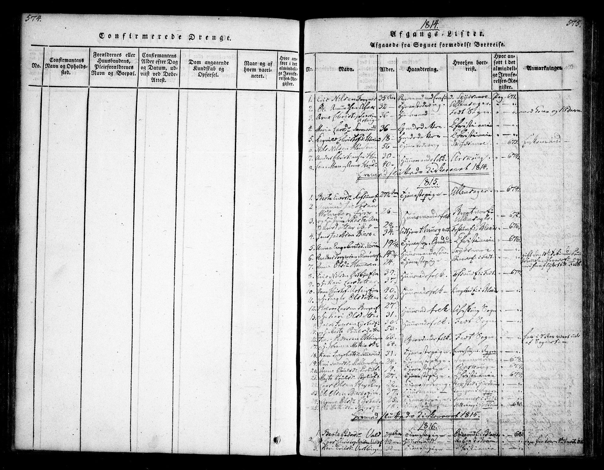 Sørum prestekontor Kirkebøker, SAO/A-10303/F/Fa/L0003: Parish register (official) no. I 3, 1814-1829, p. 574-575