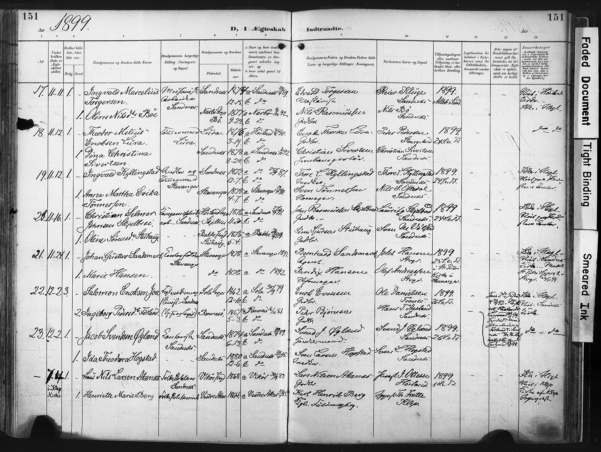 Høyland sokneprestkontor, AV/SAST-A-101799/001/30BA/L0016: Parish register (official) no. A 16, 1899-1911, p. 151