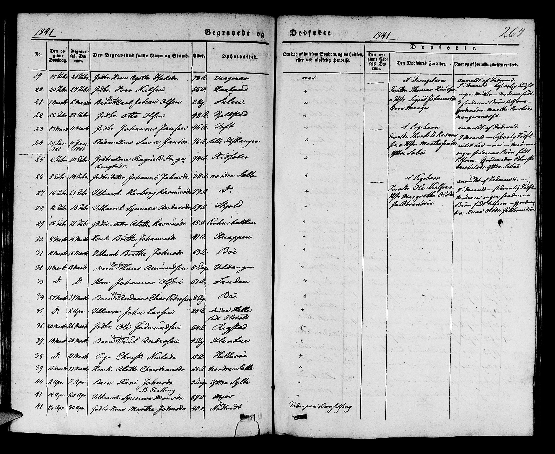Manger sokneprestembete, SAB/A-76801/H/Haa: Parish register (official) no. A 5, 1839-1848, p. 264