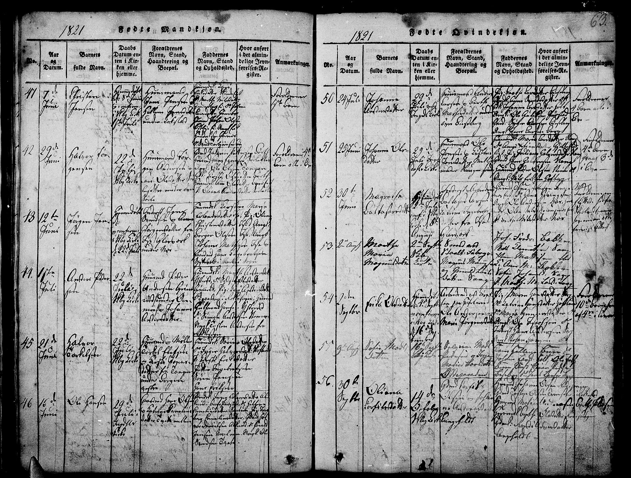 Skjeberg prestekontor Kirkebøker, AV/SAO-A-10923/F/Fa/L0004: Parish register (official) no. I 4, 1815-1830, p. 63