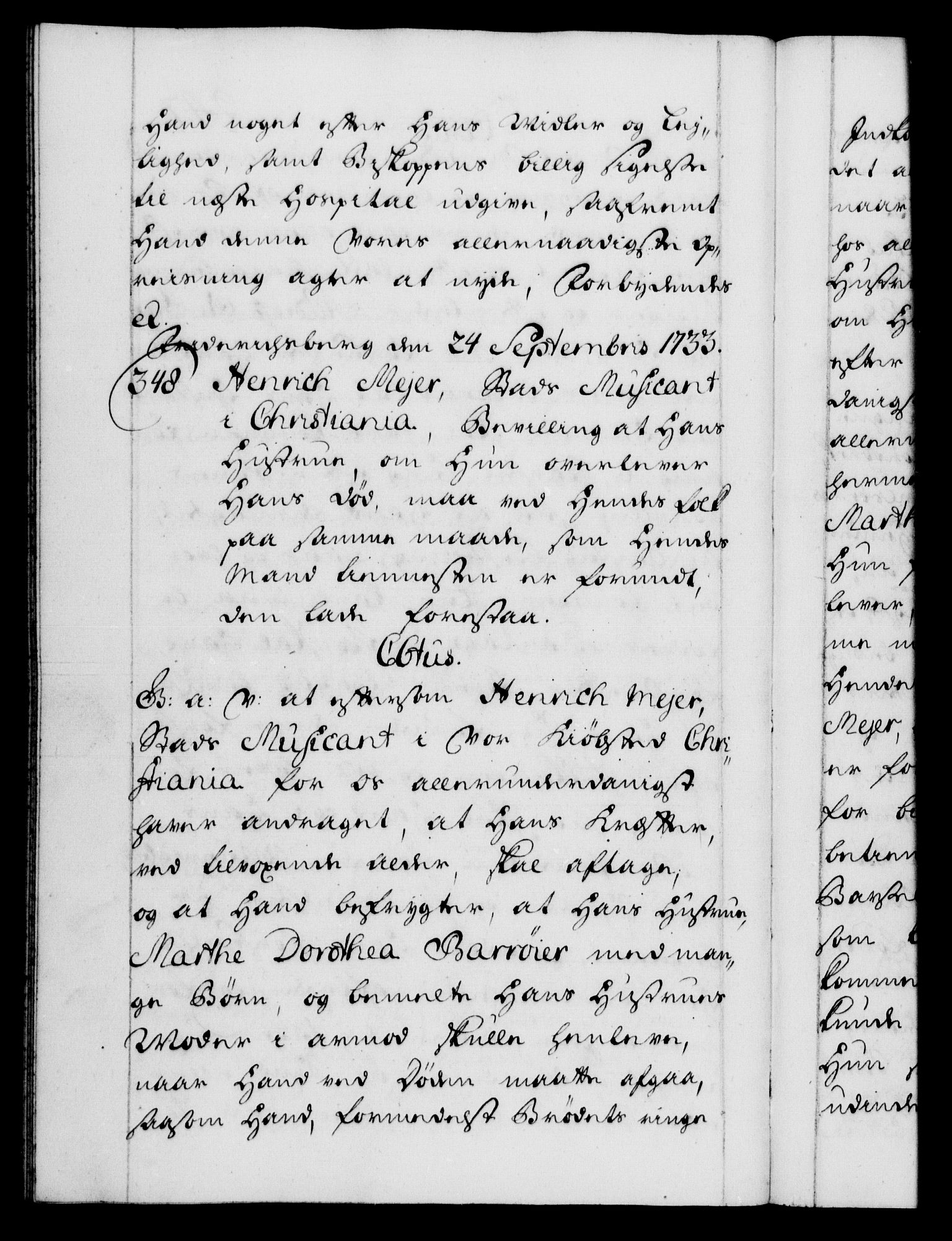 Danske Kanselli 1572-1799, AV/RA-EA-3023/F/Fc/Fca/Fcaa/L0028: Norske registre, 1733-1734, p. 247b