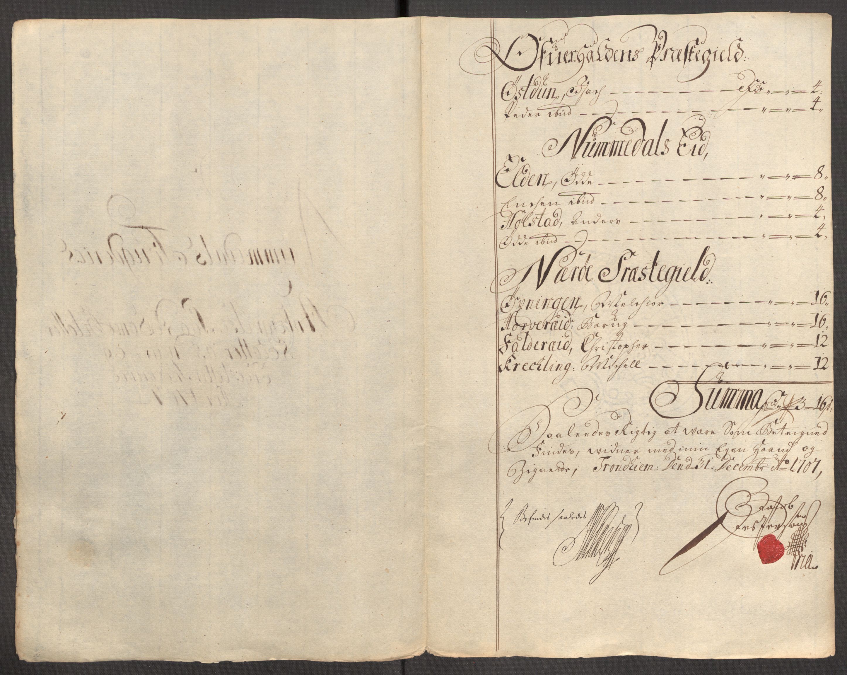 Rentekammeret inntil 1814, Reviderte regnskaper, Fogderegnskap, RA/EA-4092/R64/L4430: Fogderegnskap Namdal, 1707-1708, p. 104