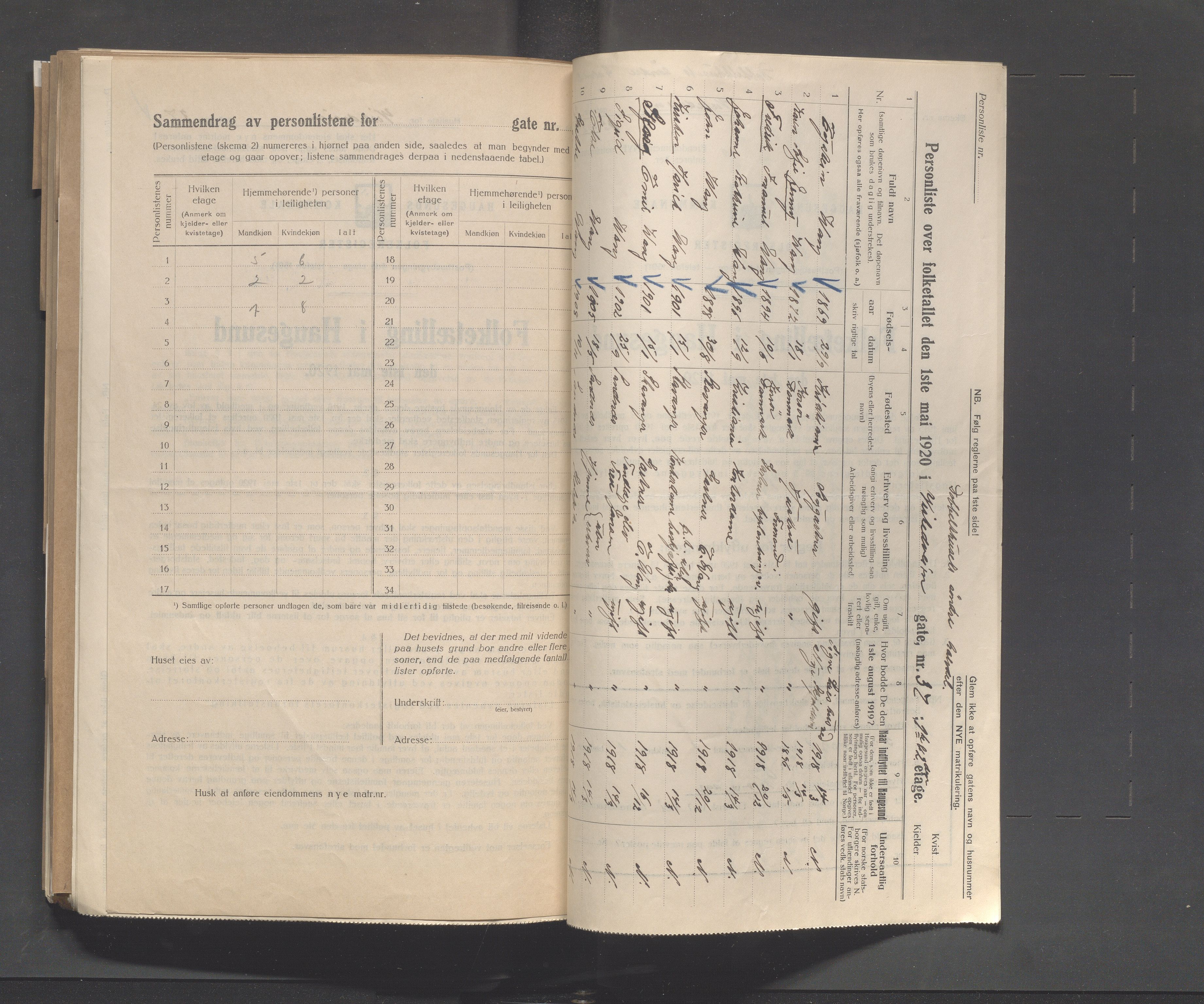 IKAR, Local census 1.5.1920 for Haugesund, 1920, p. 5301