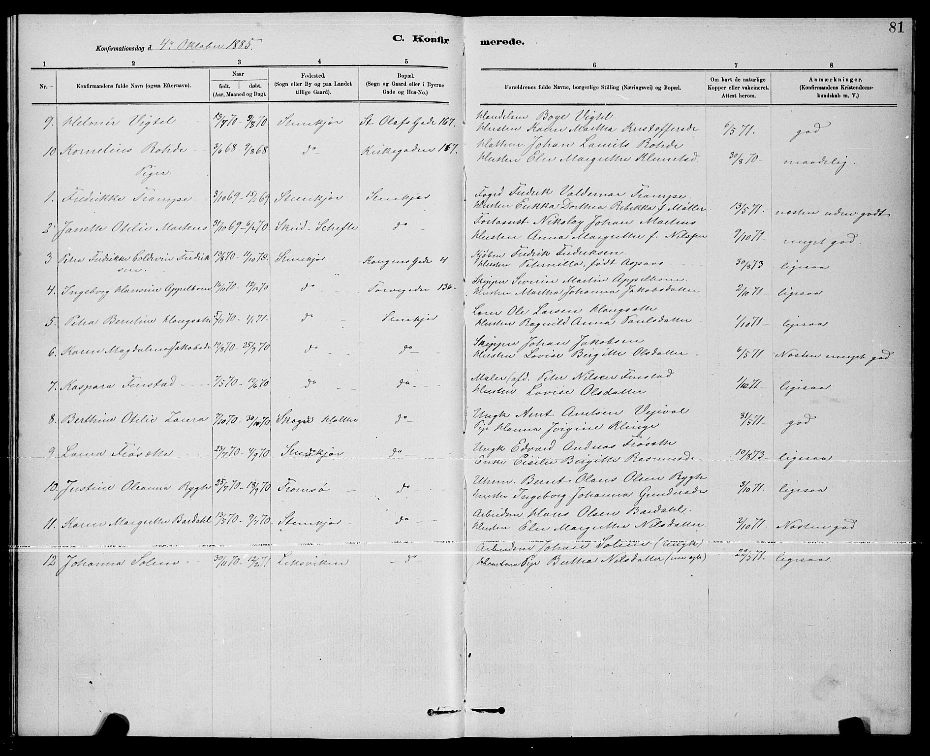 Ministerialprotokoller, klokkerbøker og fødselsregistre - Nord-Trøndelag, AV/SAT-A-1458/739/L0374: Parish register (copy) no. 739C02, 1883-1898, p. 81