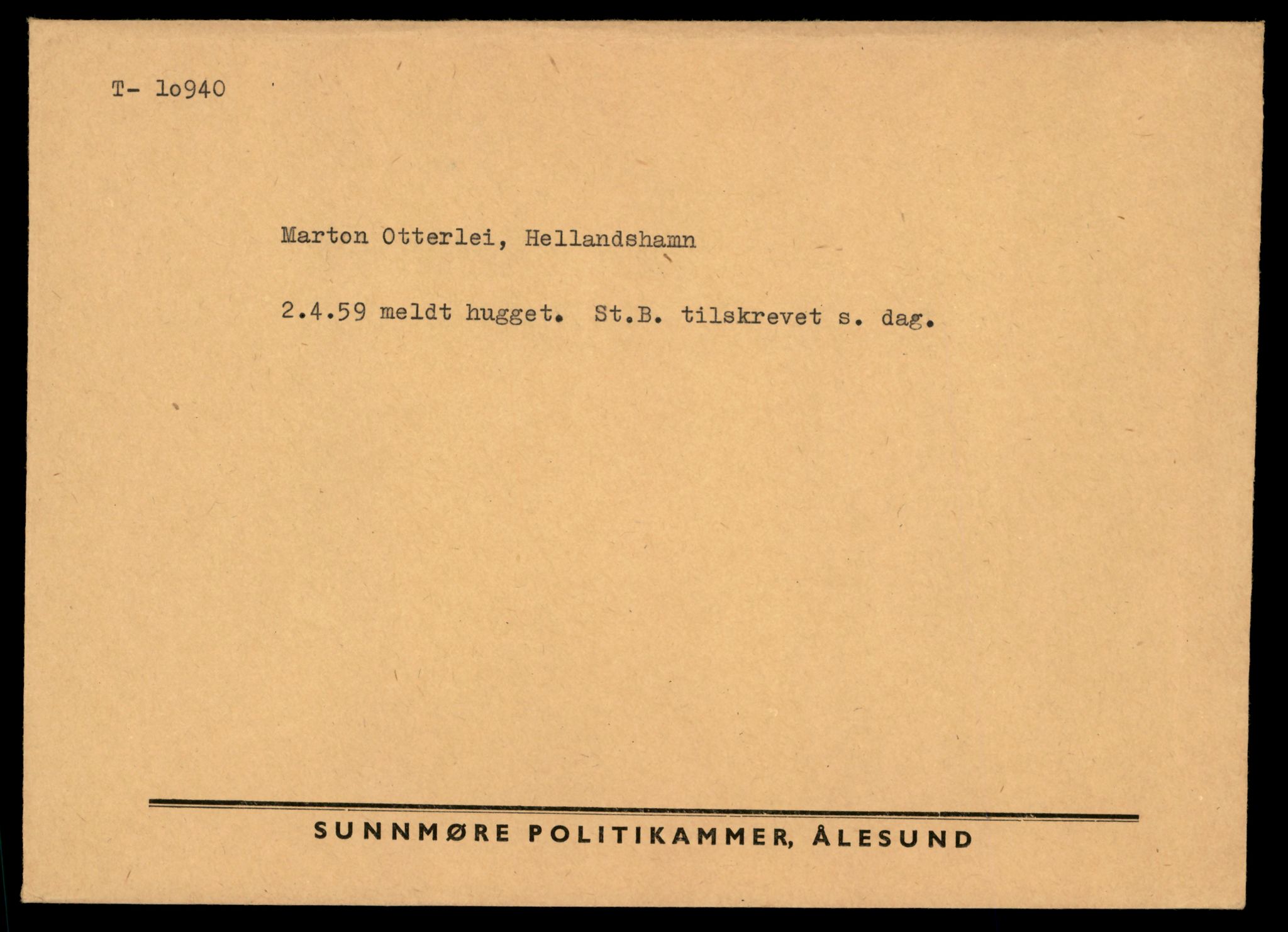 Møre og Romsdal vegkontor - Ålesund trafikkstasjon, AV/SAT-A-4099/F/Fe/L0025: Registreringskort for kjøretøy T 10931 - T 11045, 1927-1998, p. 259