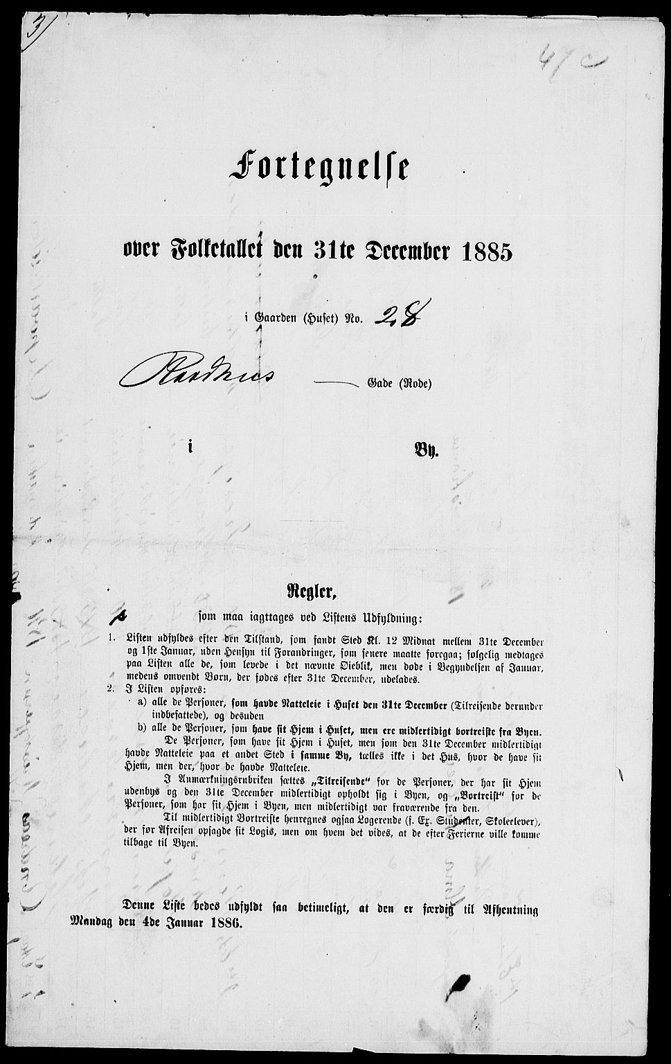 RA, 1885 census for 0301 Kristiania, 1885, p. 3910