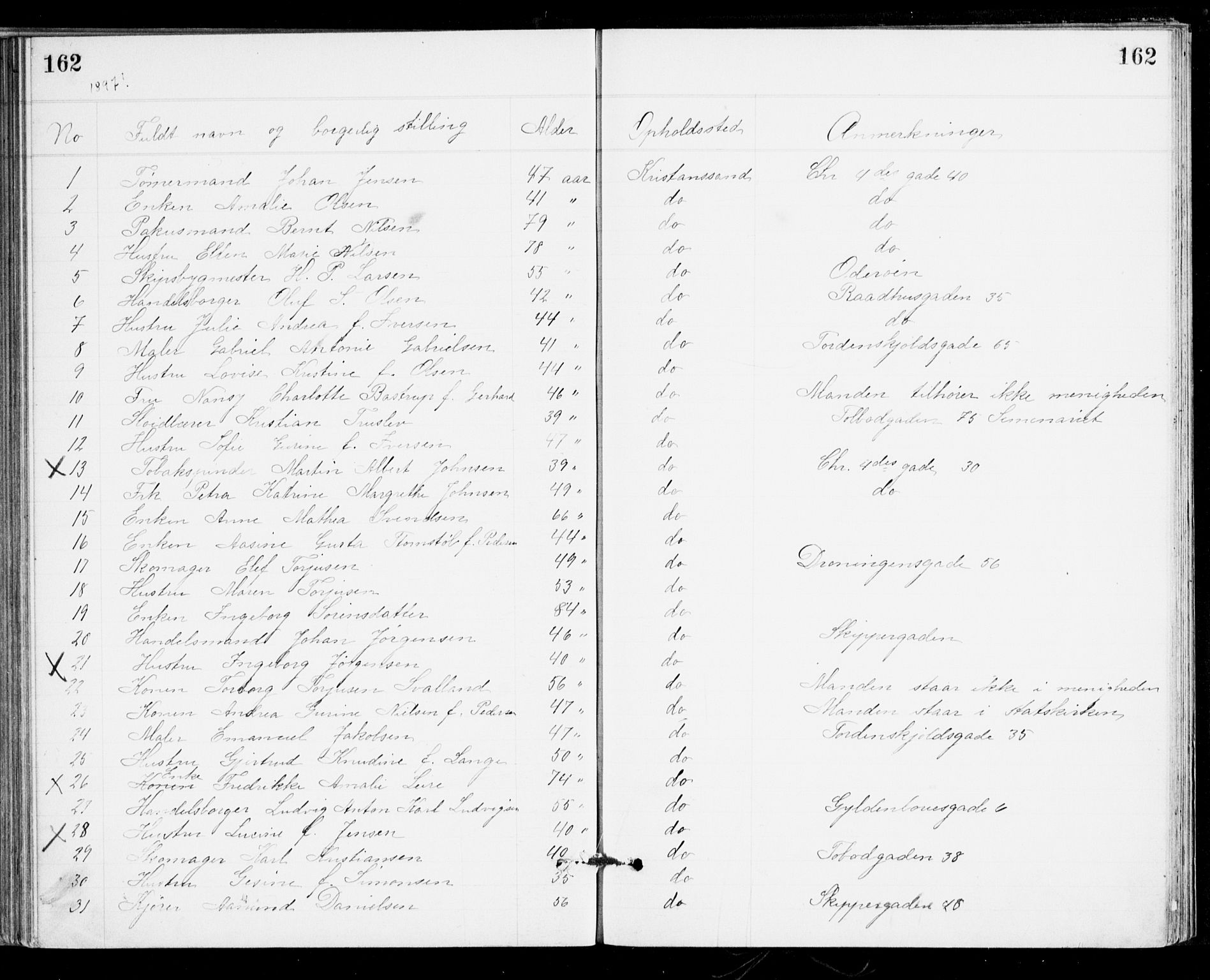 Den evangelisk-lutherske frikirke, Kristiansand, SAK/1292-0017/F/Fa/L0002: Dissenter register no. F 10, 1889-1892, p. 162
